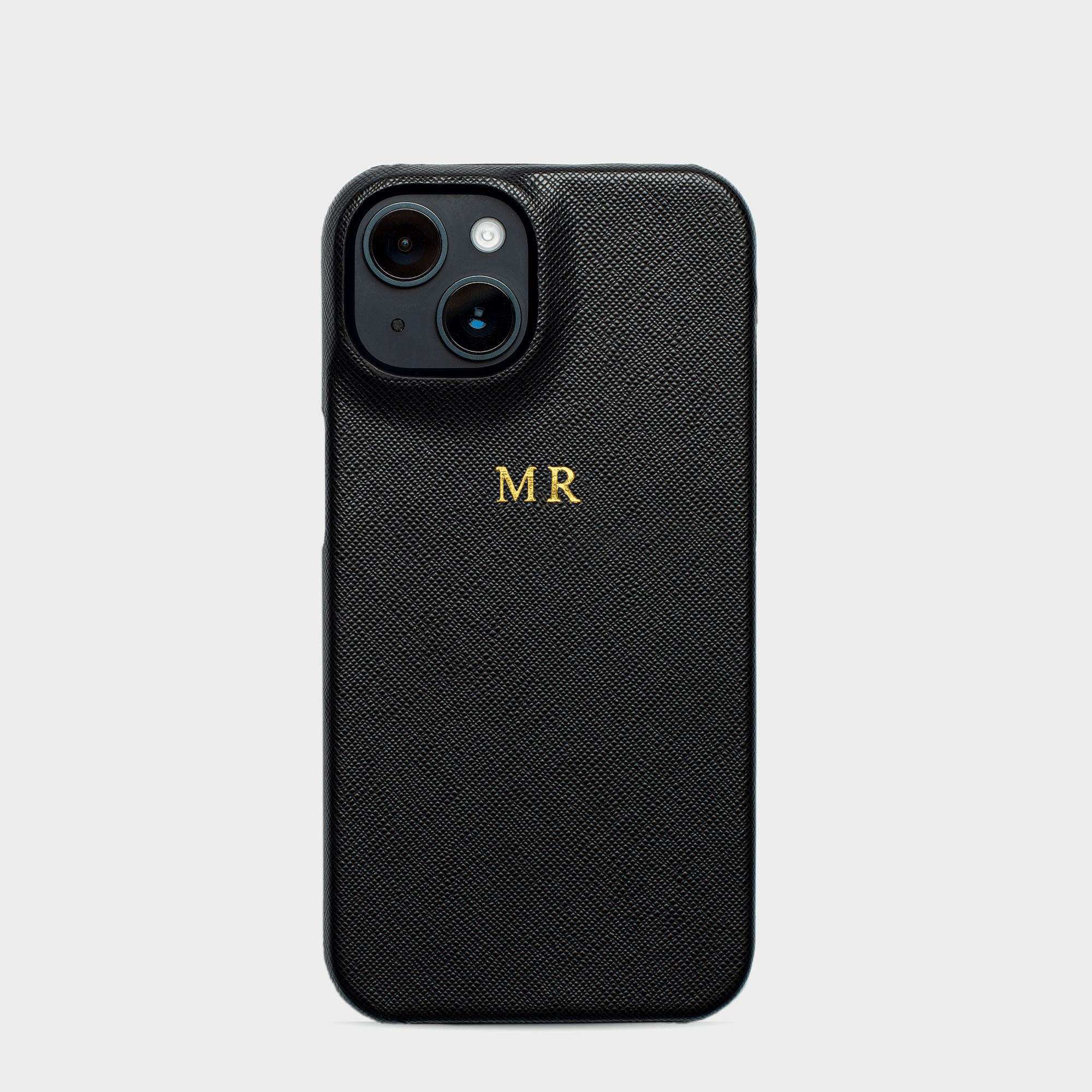 Black Saffiano Texture Personalized Snap Case