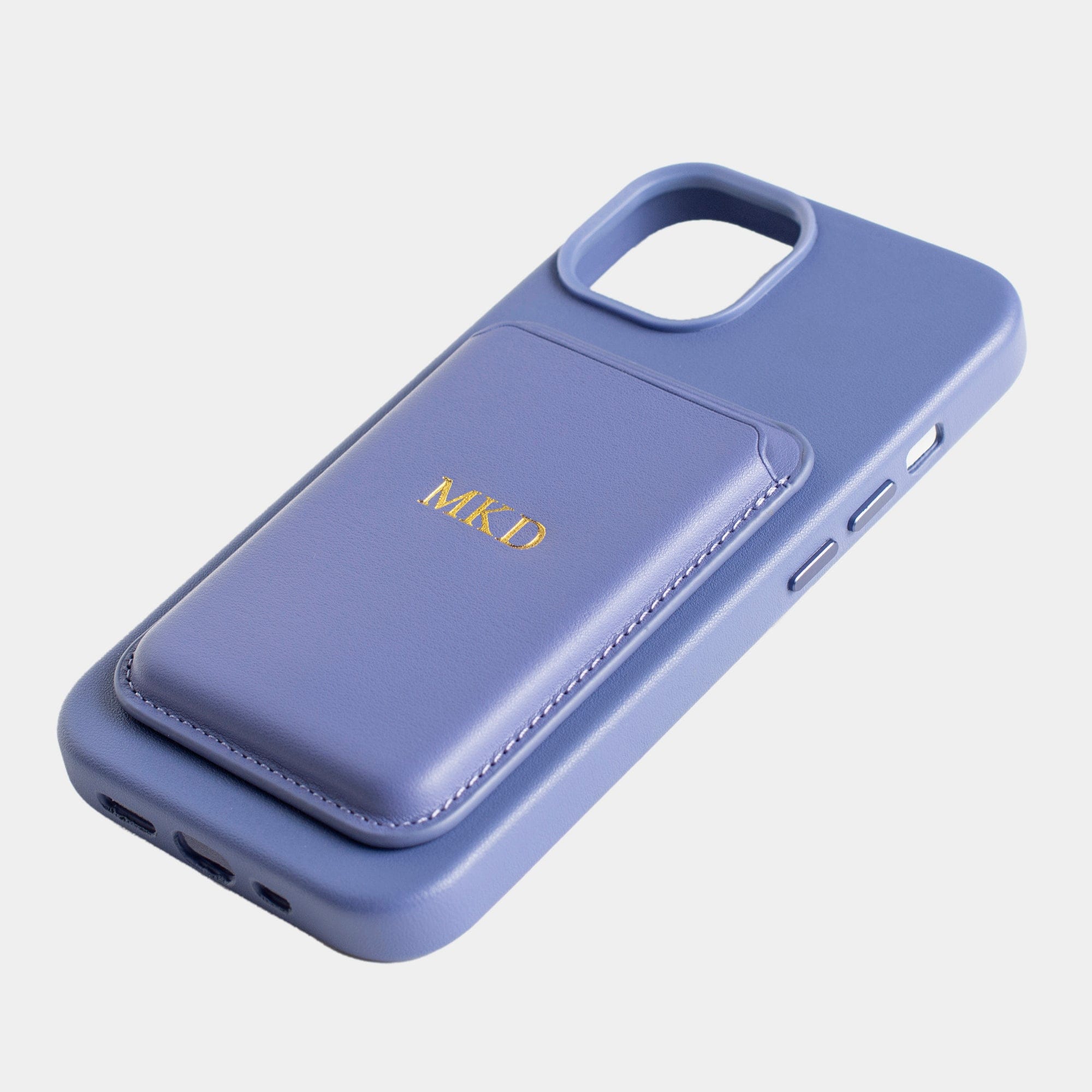 Light Blue MagSafe Grain Texture Personalized Card Holder