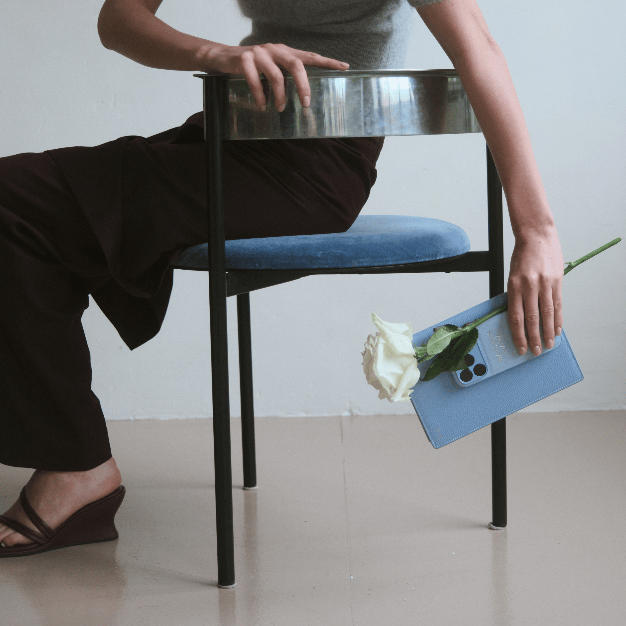 Light Blue Saffiano Texture Personalized Notebook