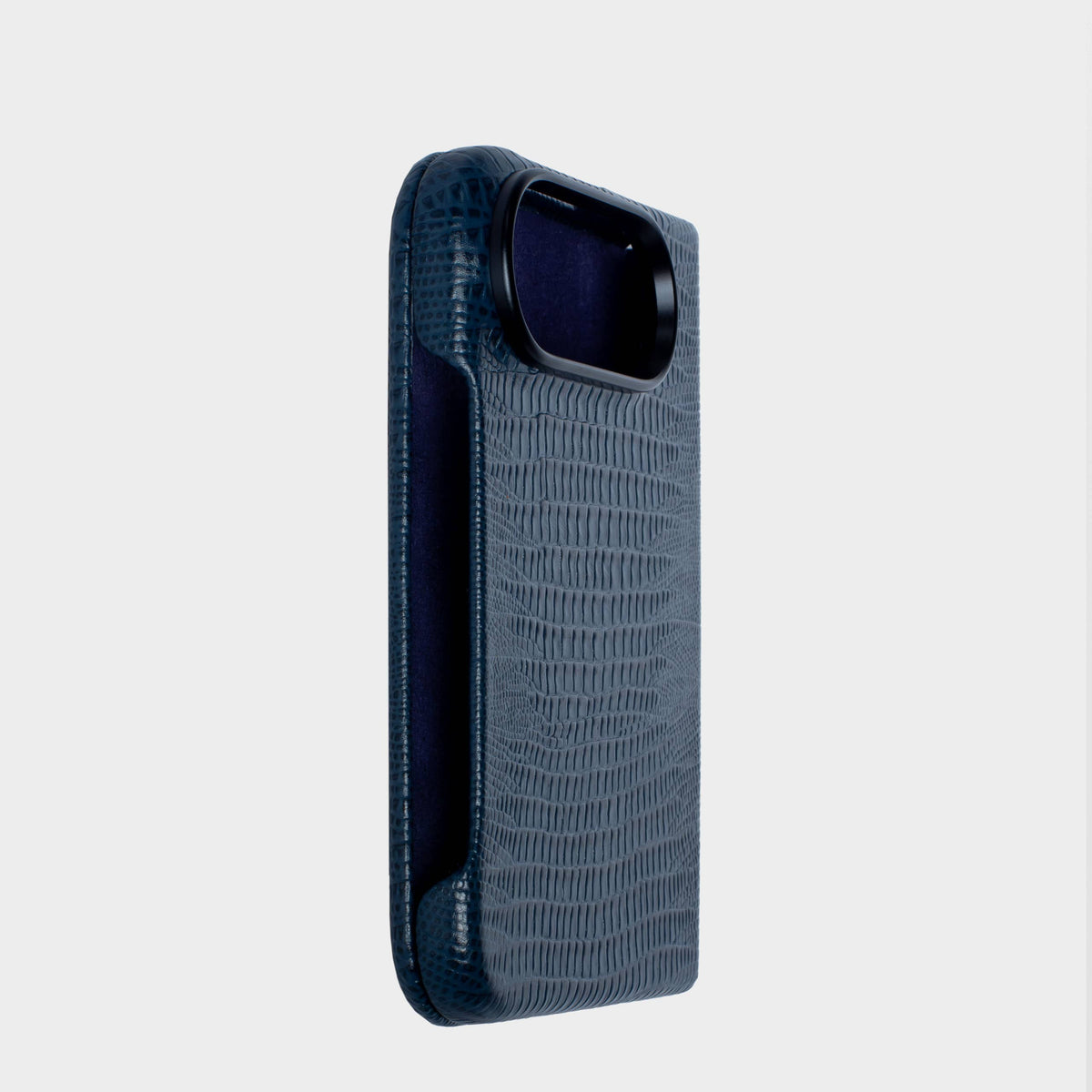Navy MagSafe Lizard Leather Personalized Case iPhone Duo