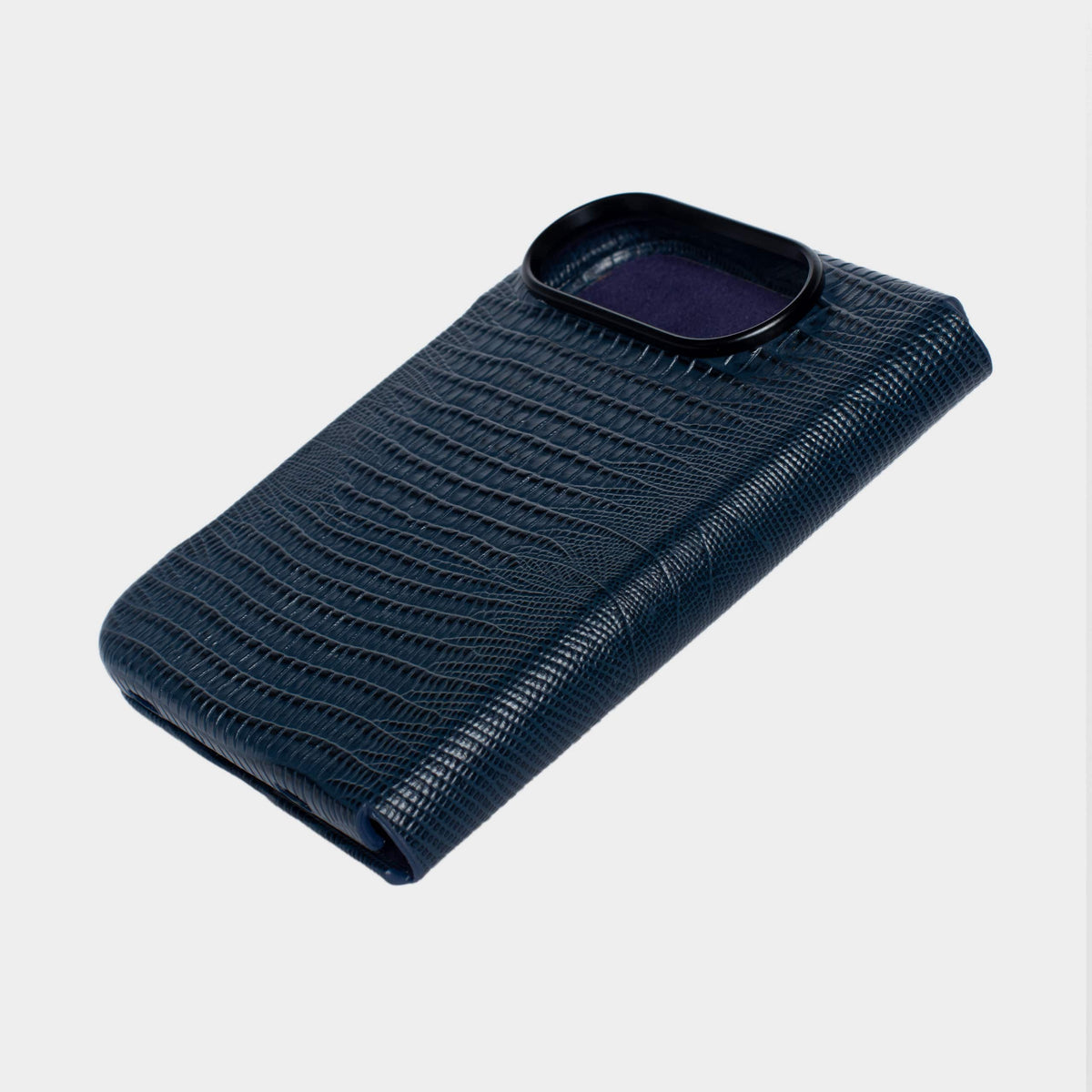 Navy MagSafe Lizard Leather Personalized Case iPhone Duo