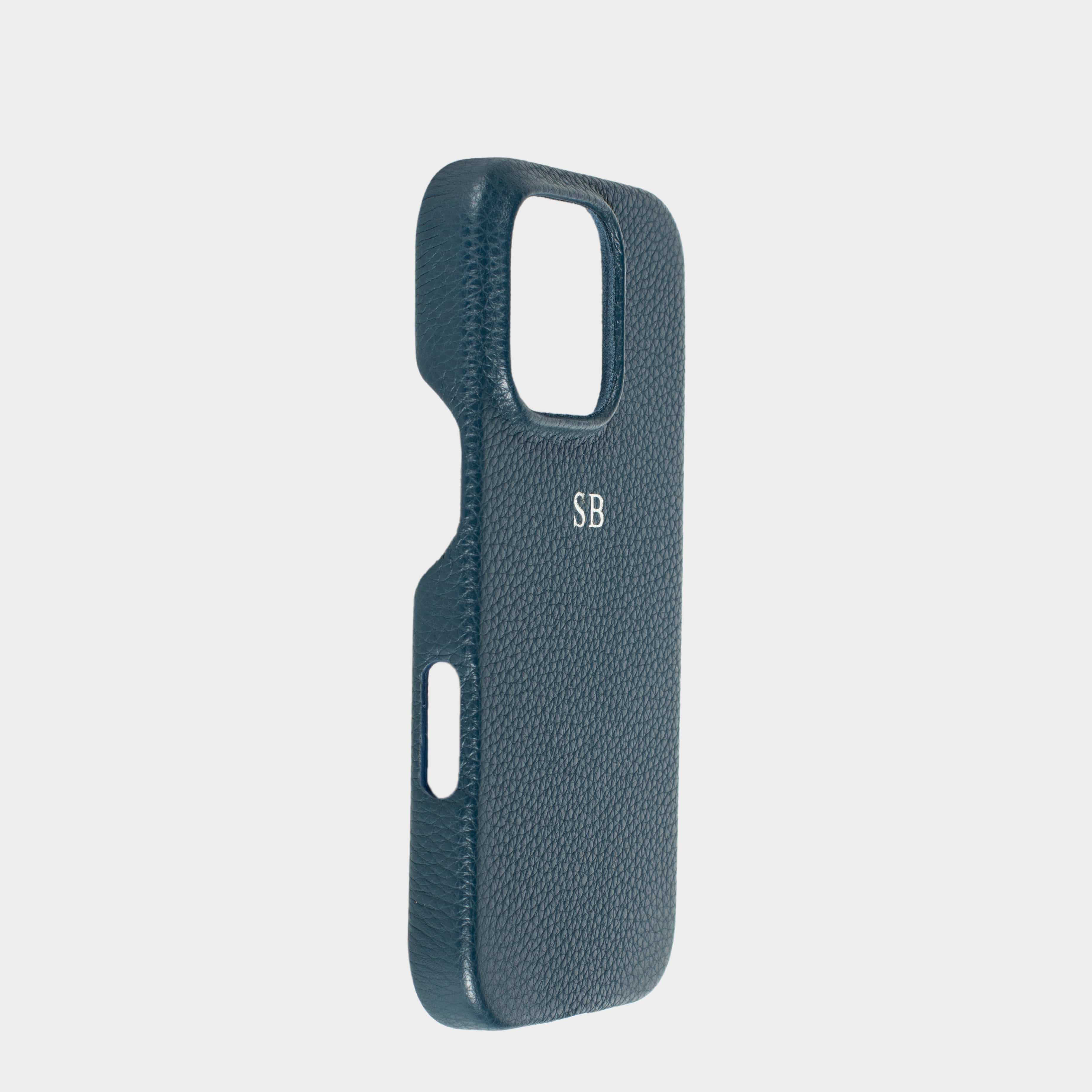 Navy MagSafe Pebble Leather Personalized Case