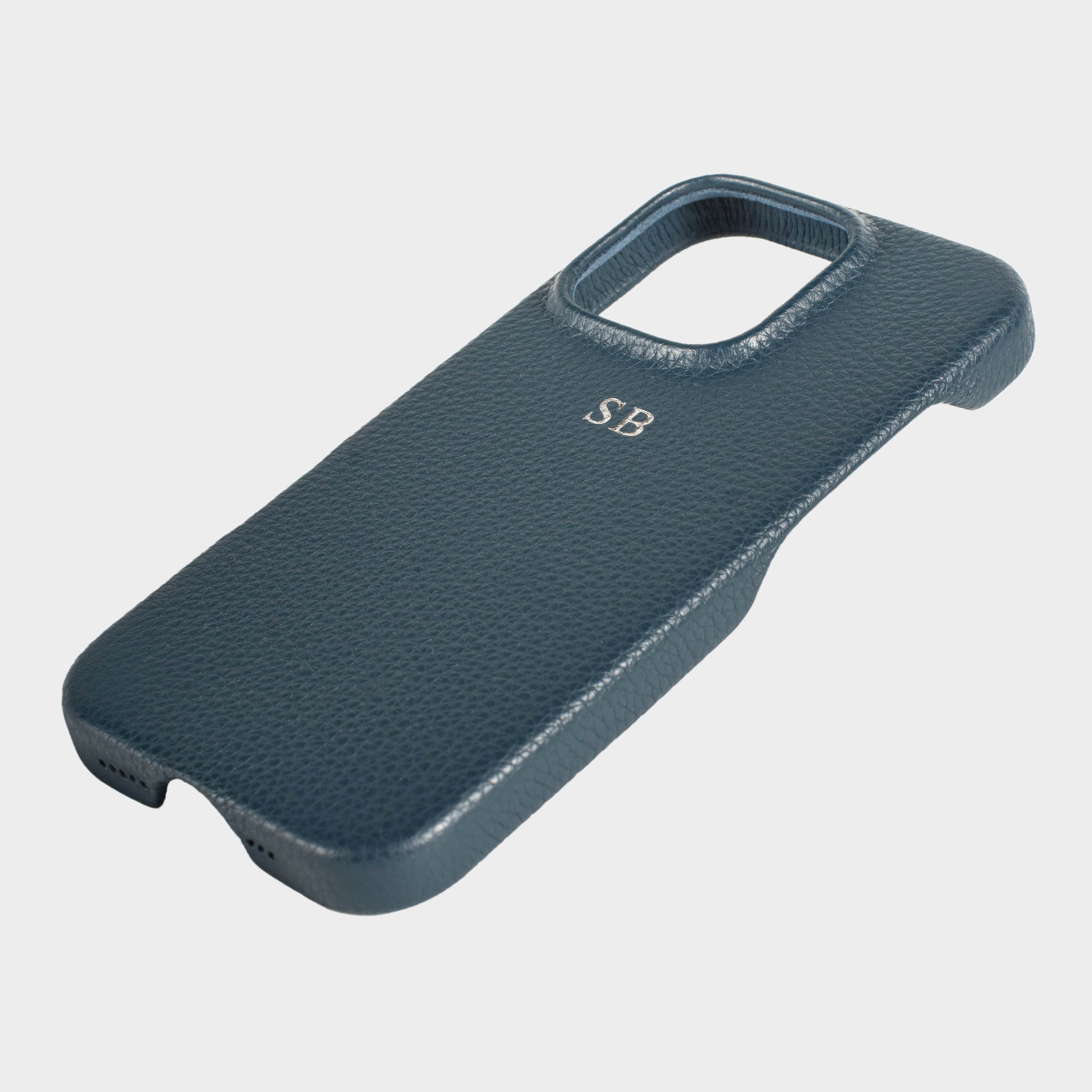 Navy MagSafe Pebble Leather Personalized Case