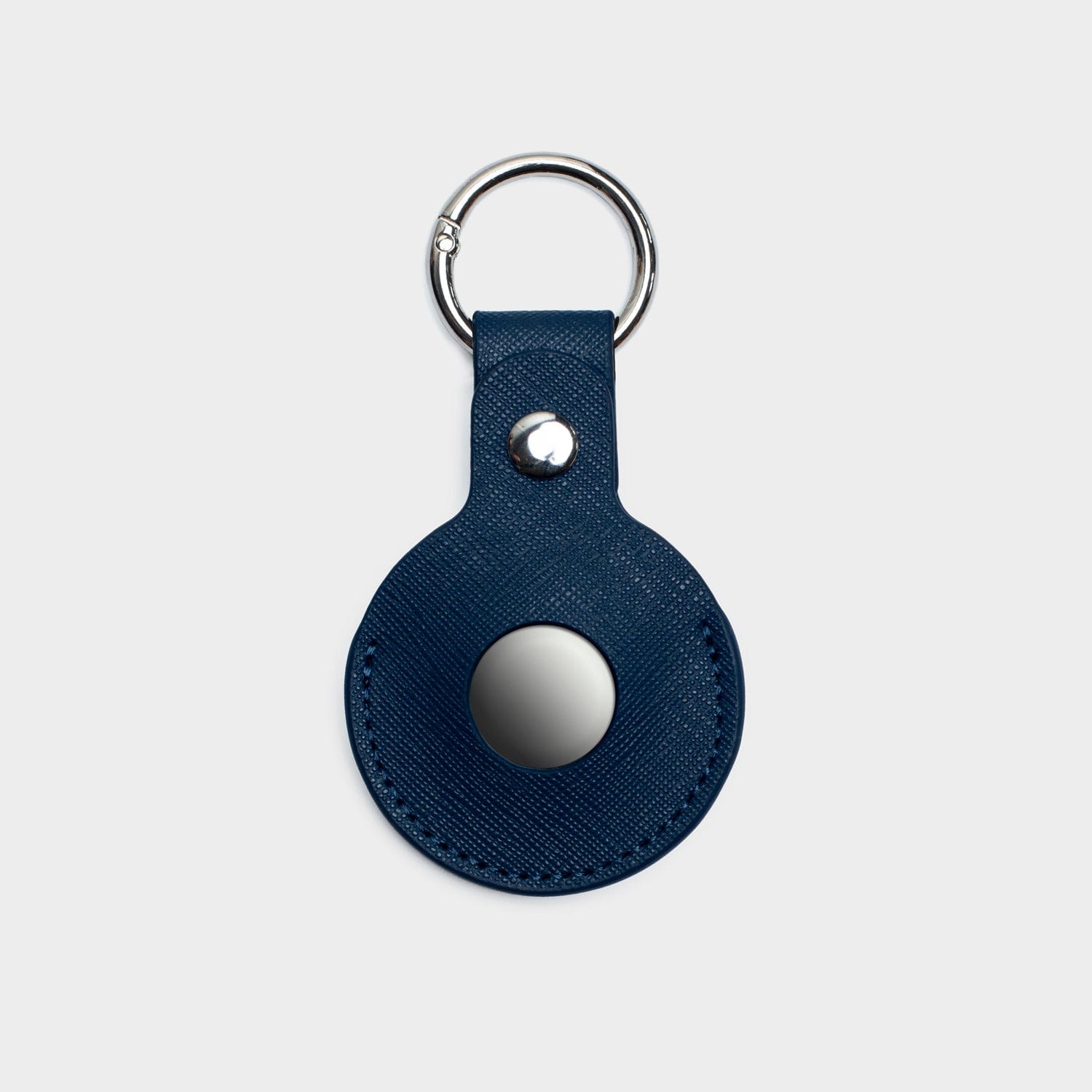 Navy Saffiano Leather Personalized Airtag Keyring