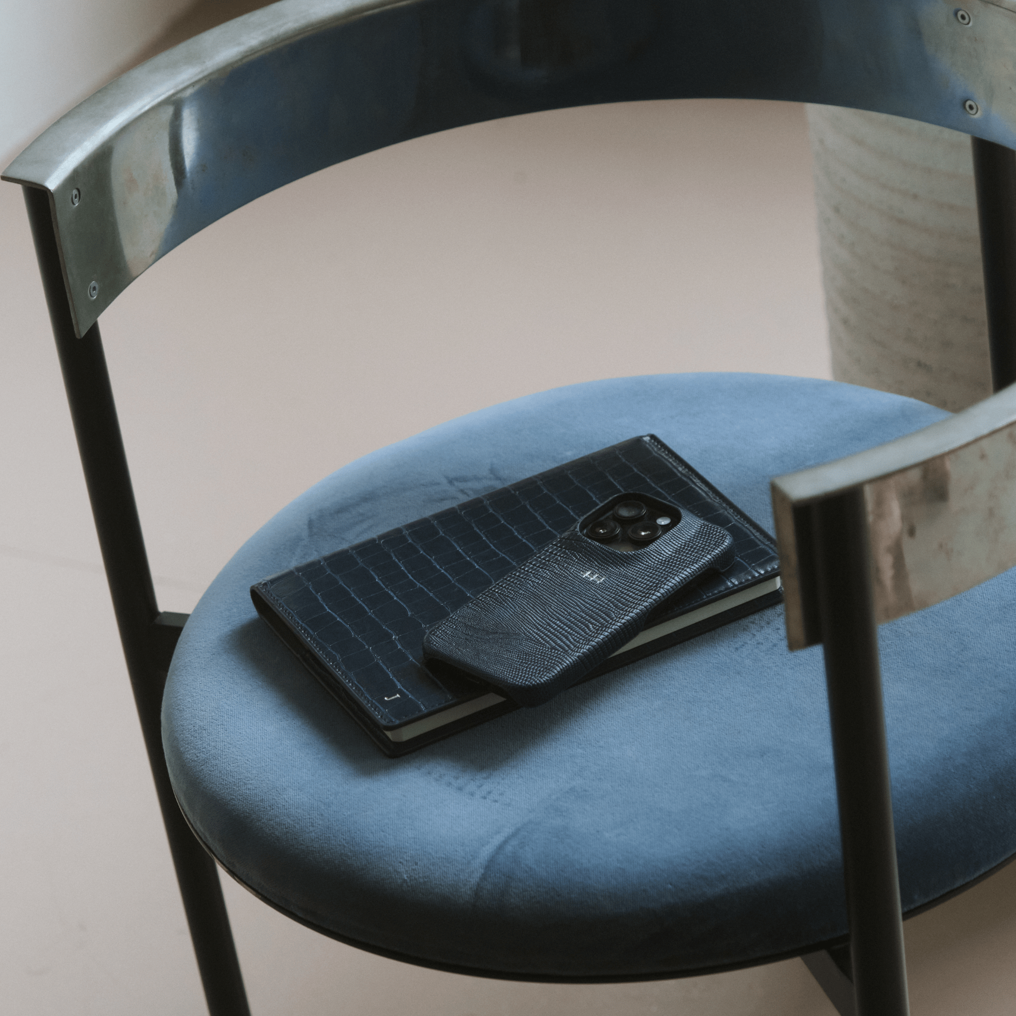 Navy Lizard Texture Personalized Notebook