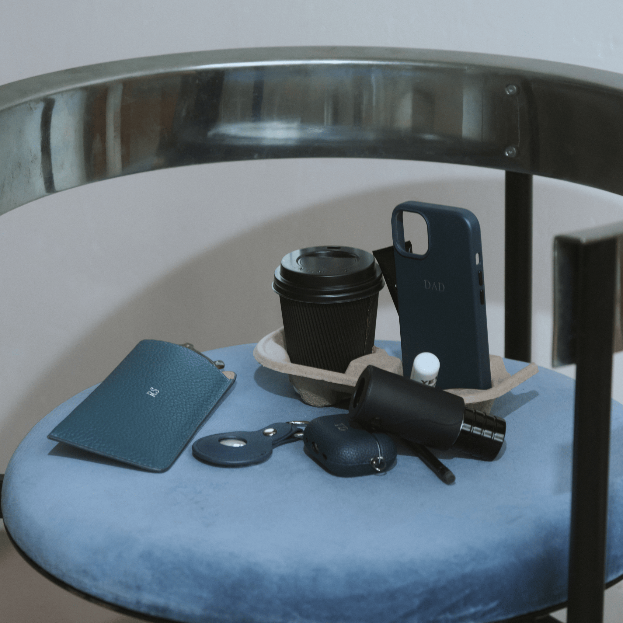 Navy MagSafe Grain Texture Personalized Case