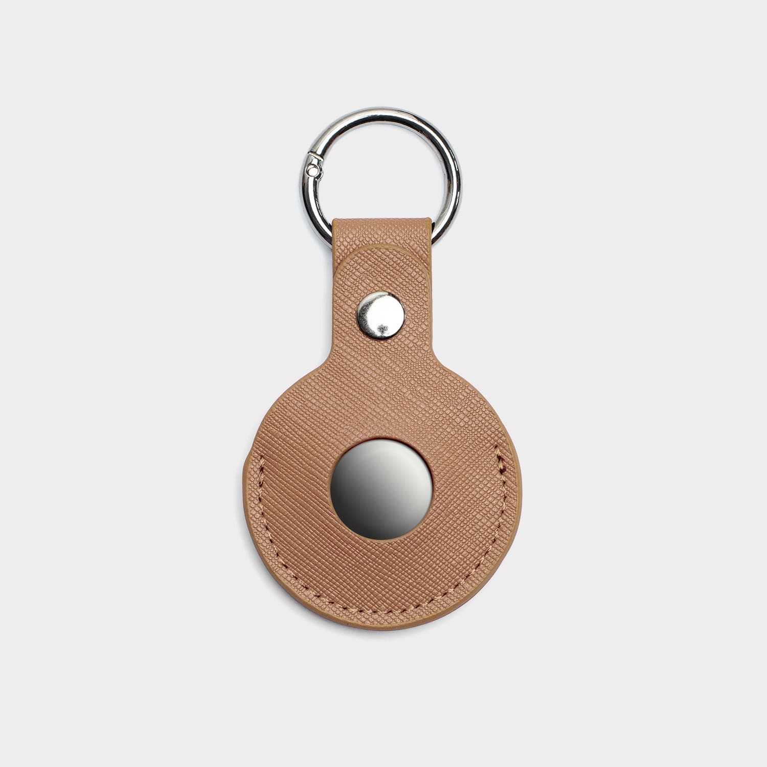 Nude Saffiano Leather Personalized Airtag Keyring
