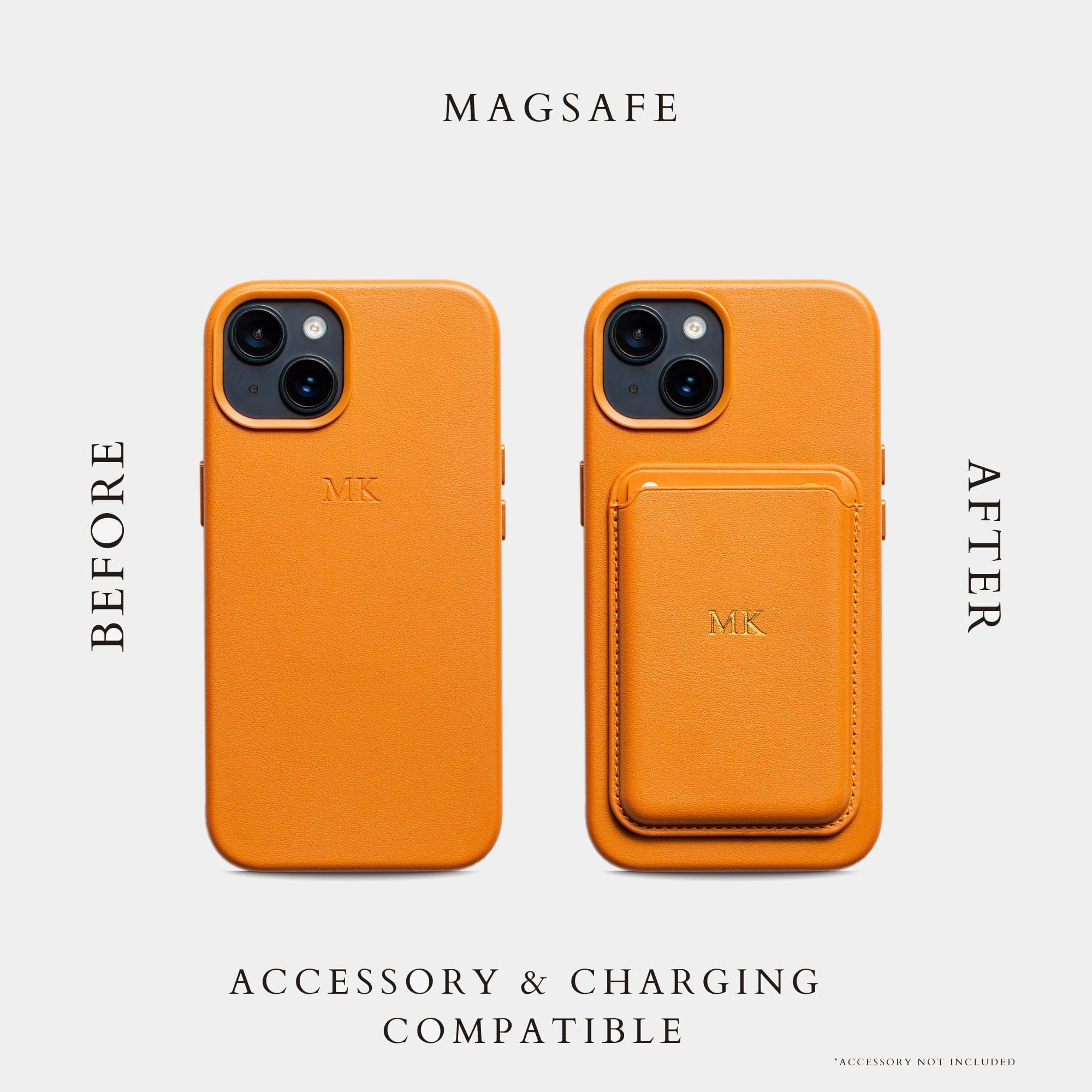 Orange MagSafe Grain Texture Personalized Case