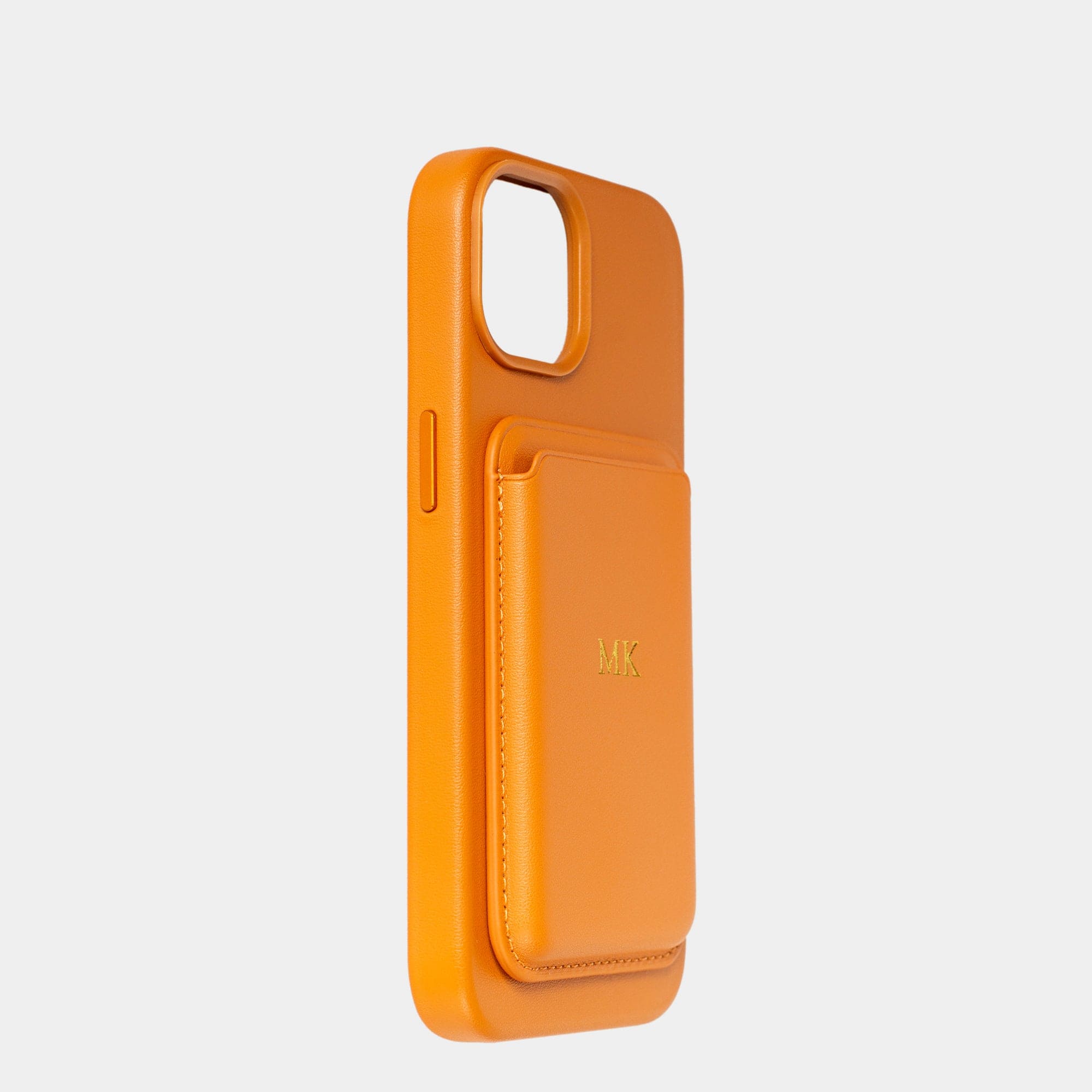 Orange MagSafe Grain Texture Personalized Card Holder