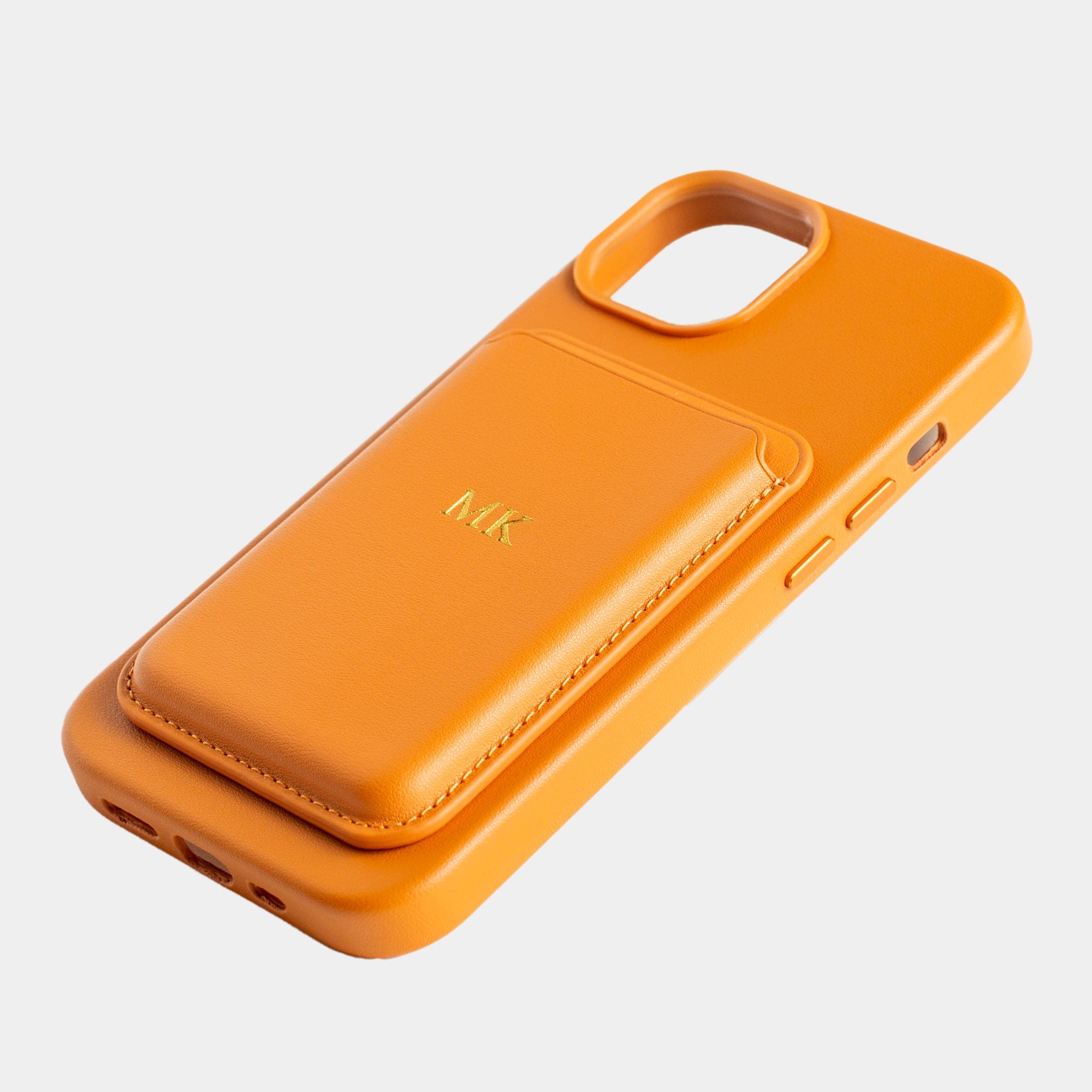 Orange MagSafe Grain Texture Personalized Card Holder