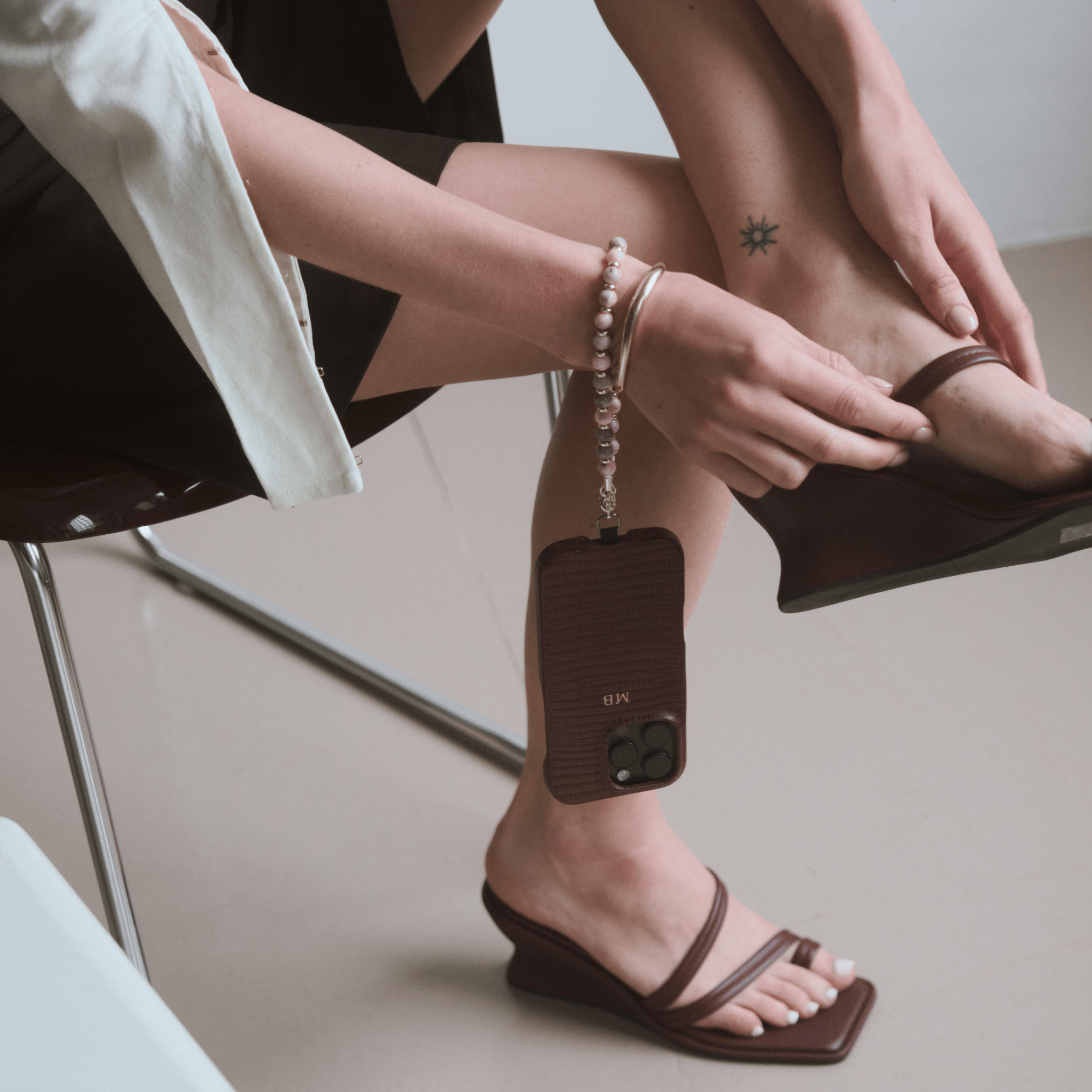 Pink Zebra Natural Stone Phone Charm