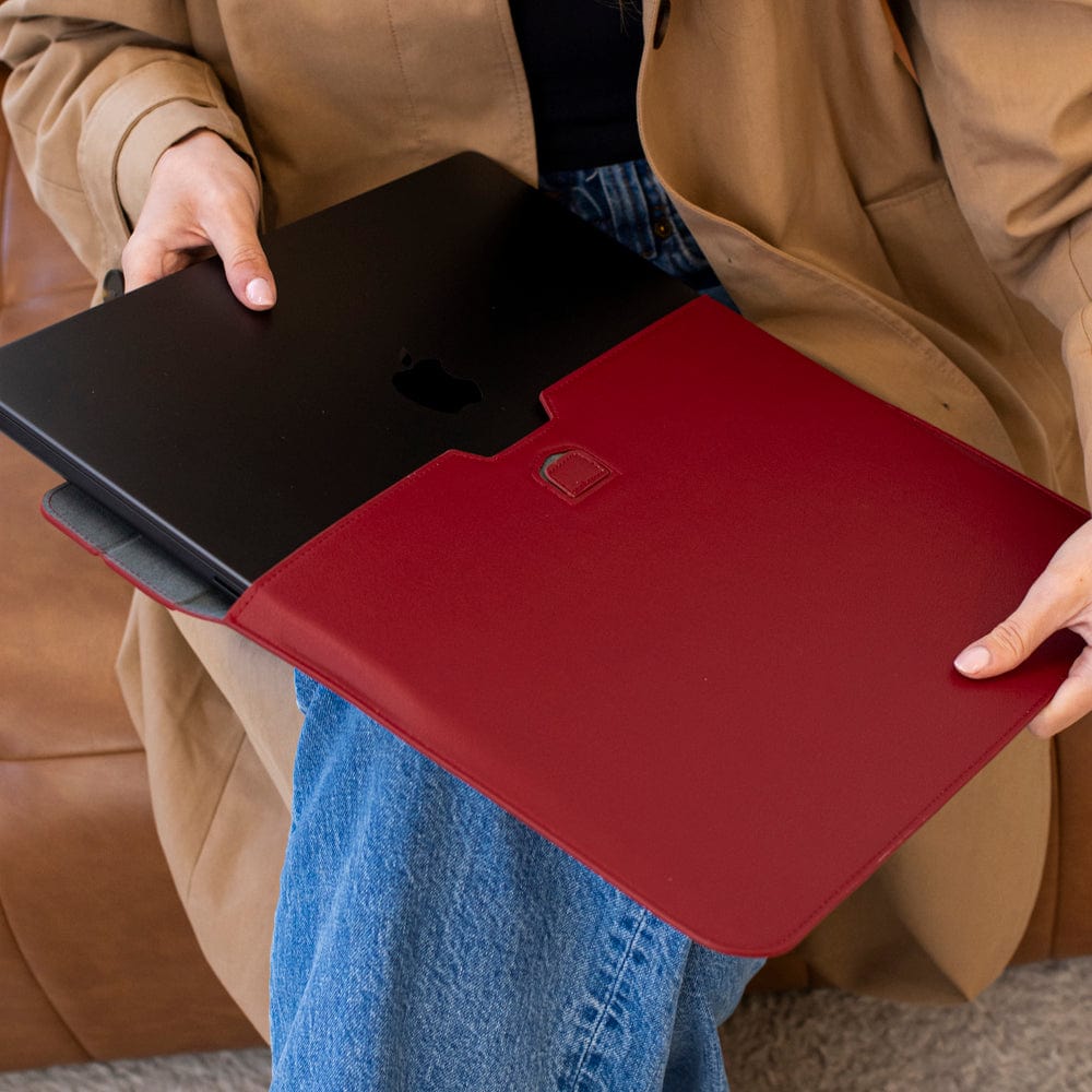 Dark Red Personalized Laptop Sleeve with Stand