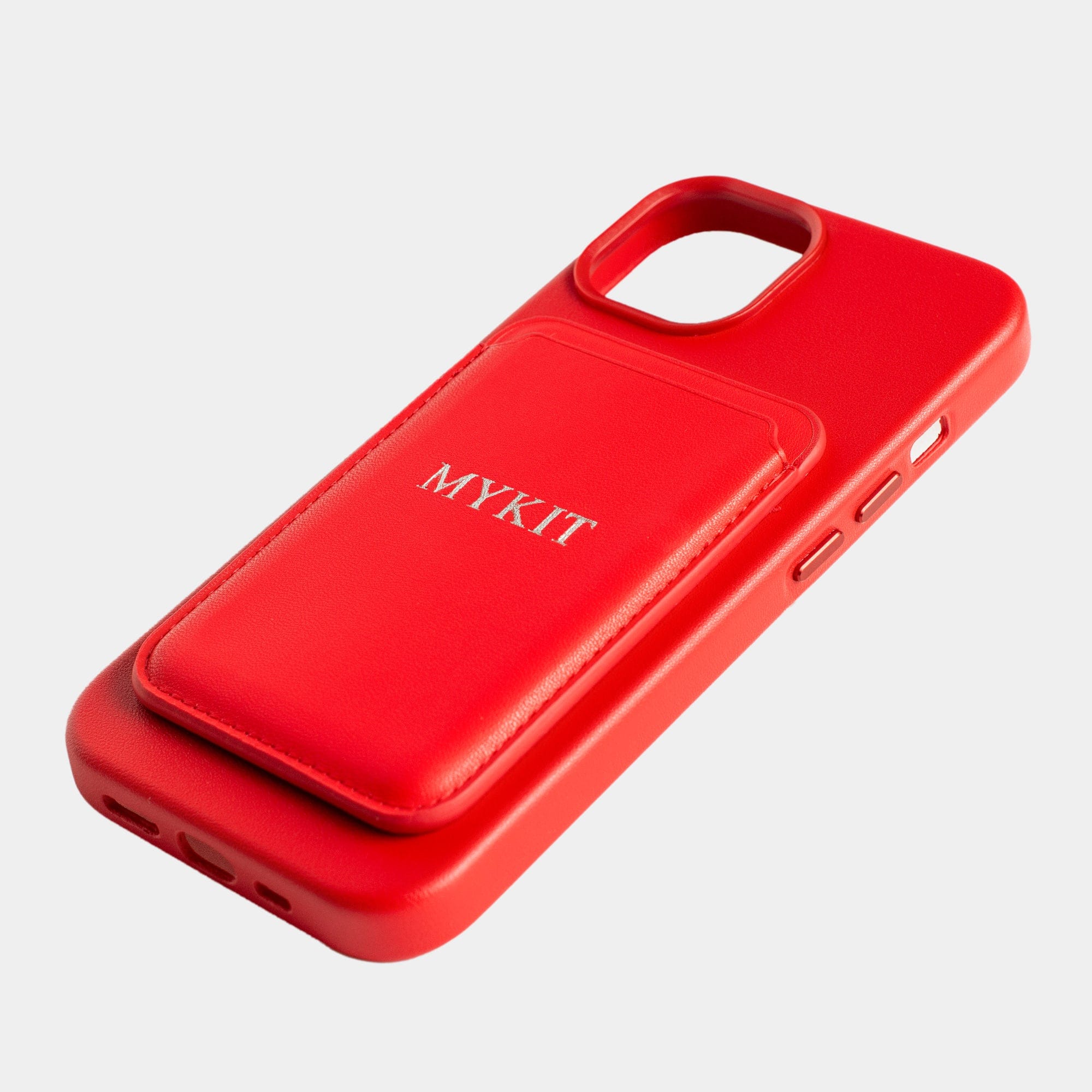 Red MagSafe Grain Texture Personalized Card Holder