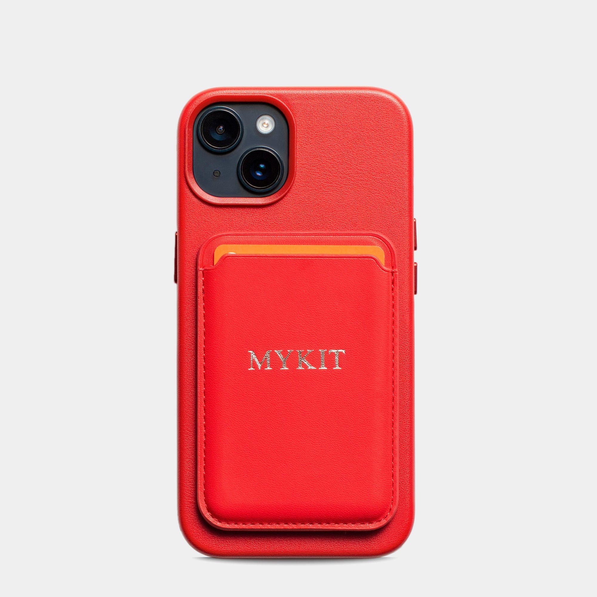 Red MagSafe Grain Texture Personalized Card Holder