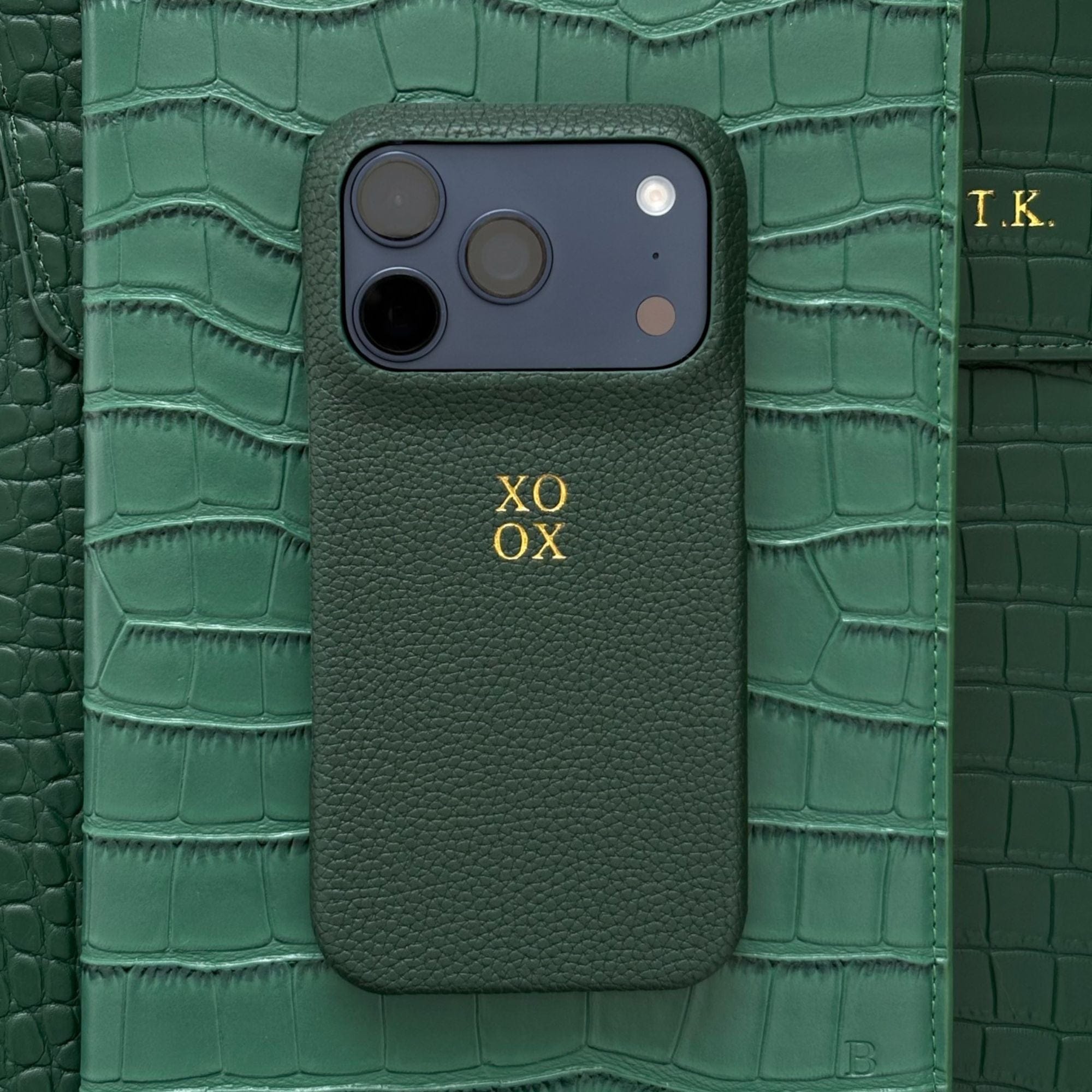 Dark Green Pebble Texture Personalized Snap Case