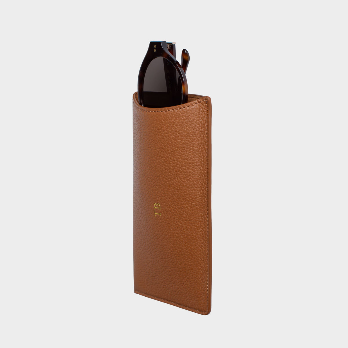 Brown Pebble Leather Personalized Glasses Case