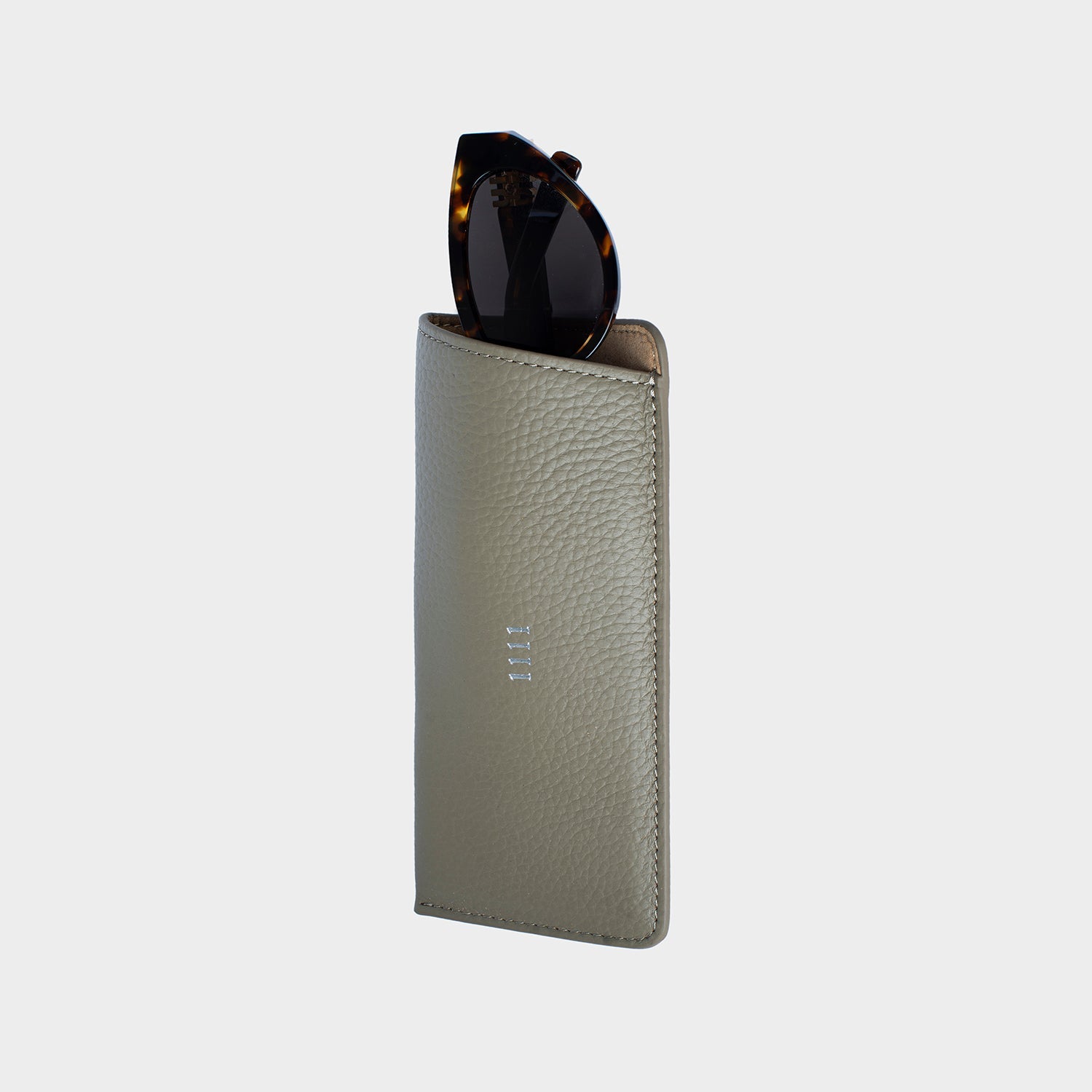 Taupe Leather Personalized Glasses Case