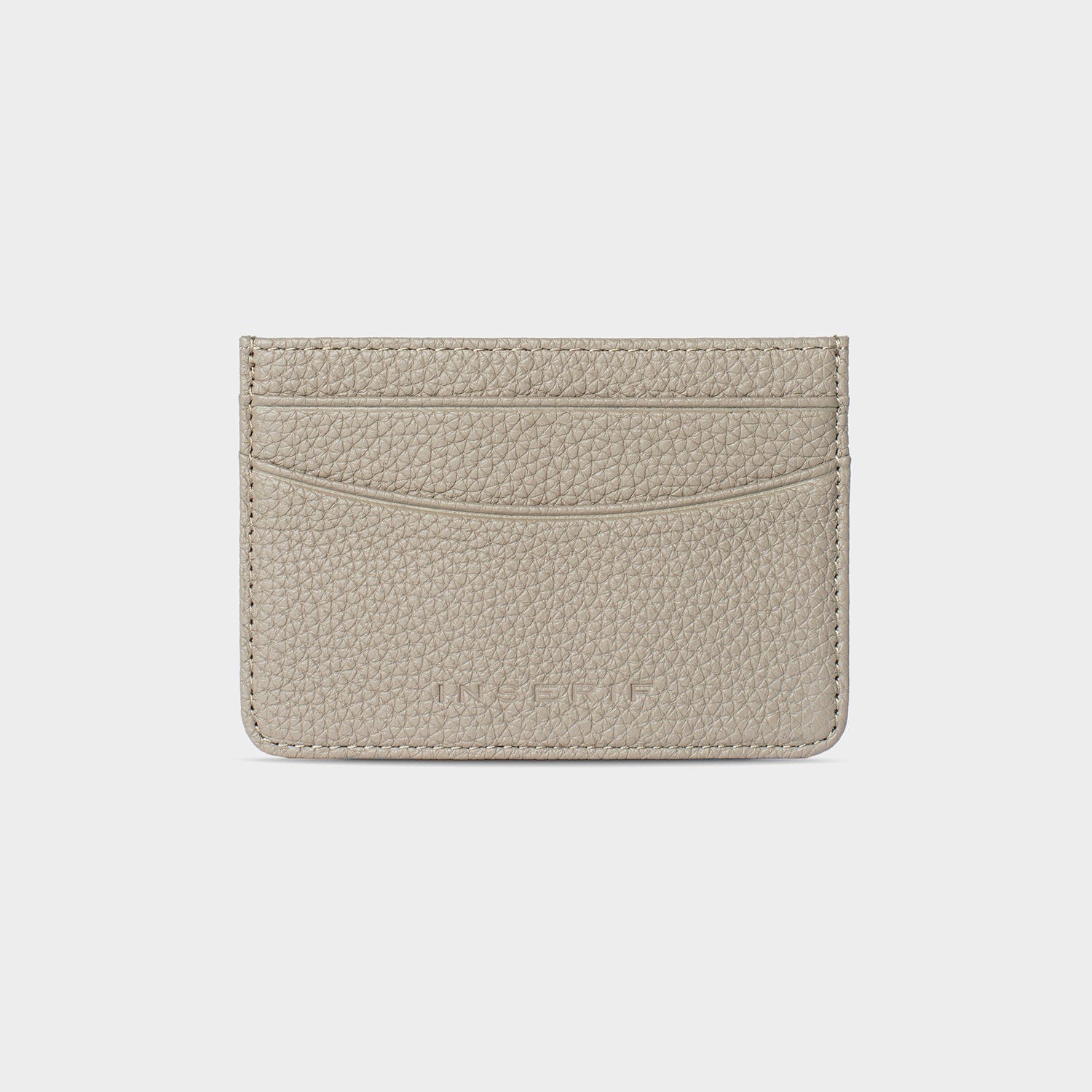 Taupe Leather Personalized Card Holder