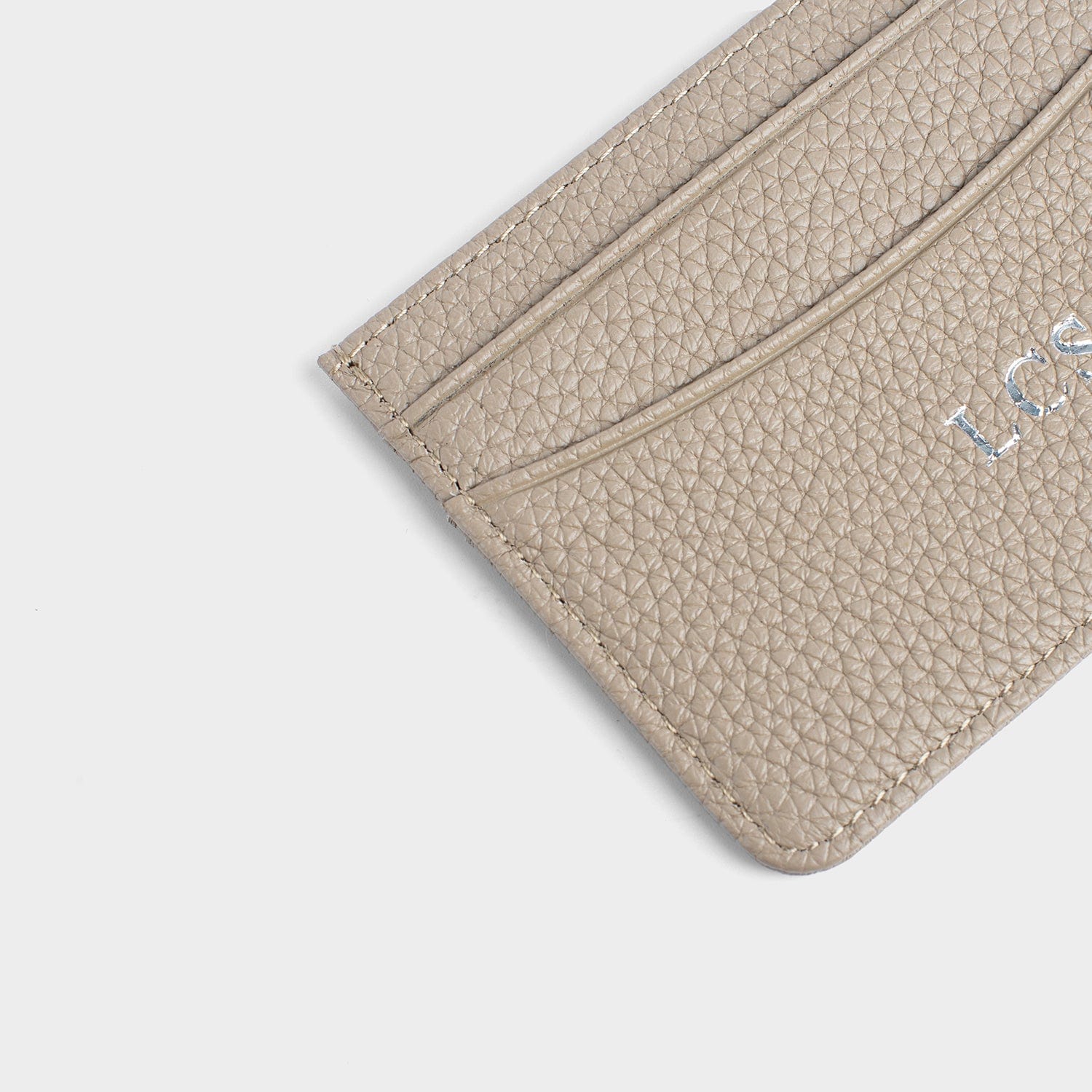 Taupe Leather Personalized Card Holder