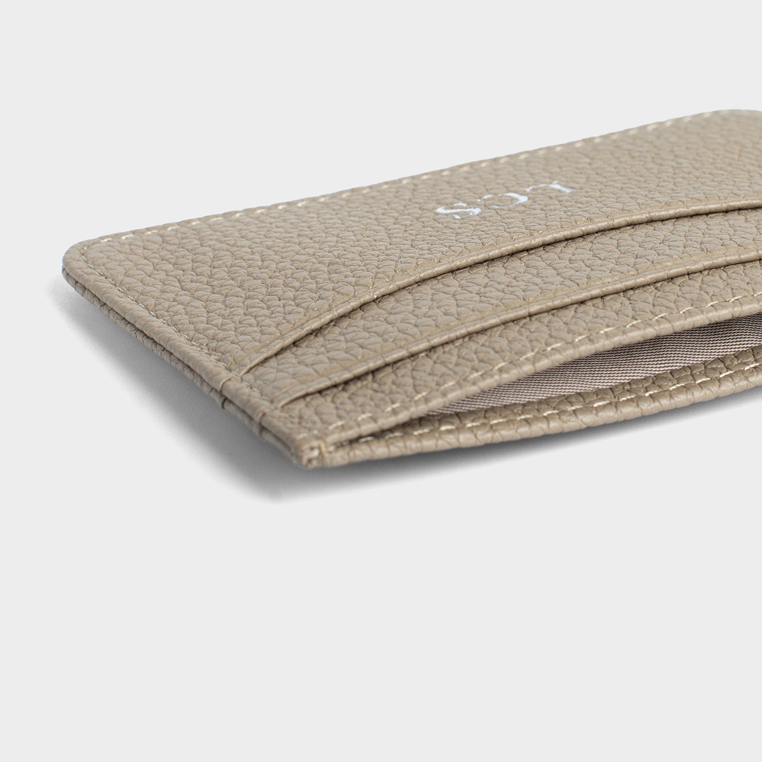 Taupe Leather Personalized Card Holder