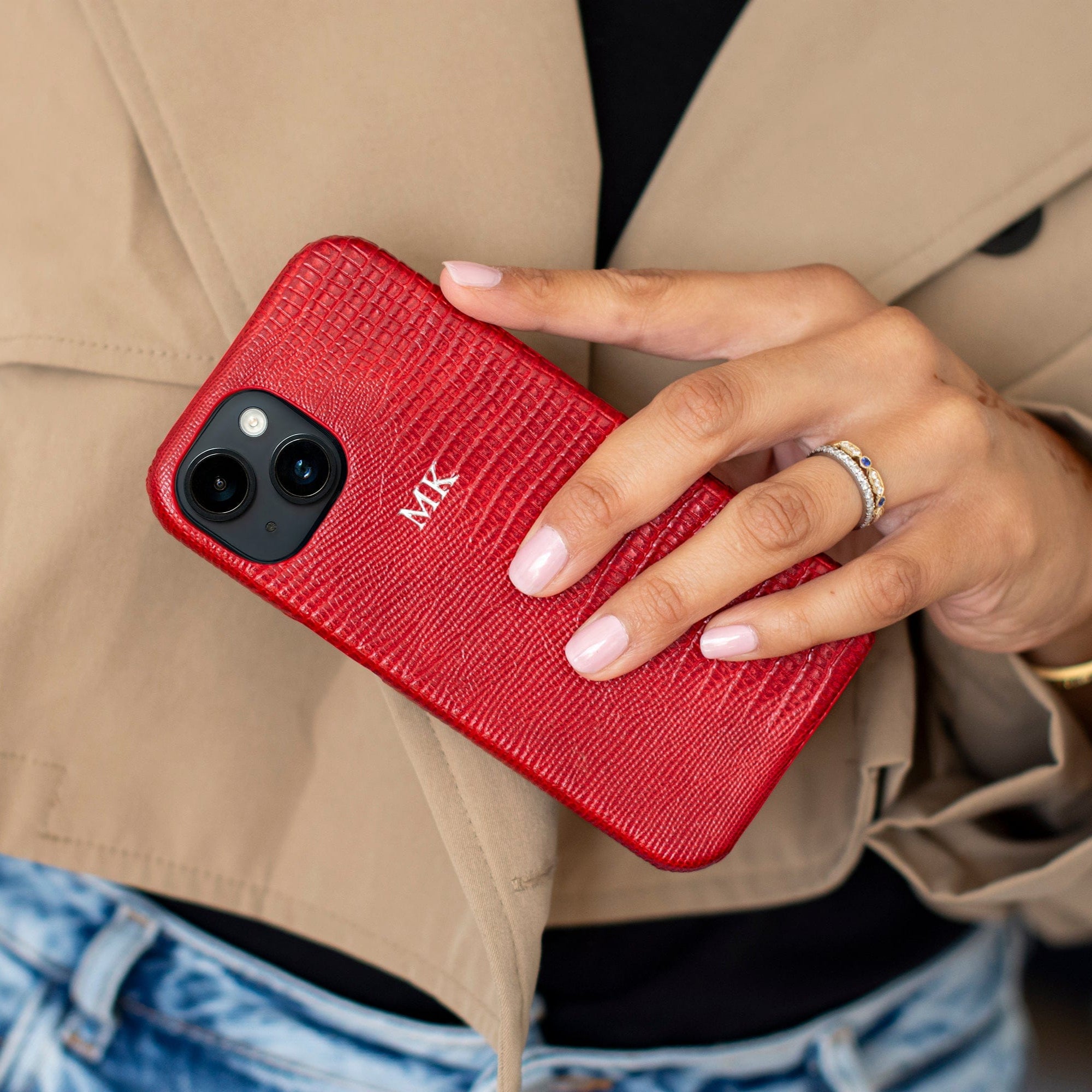 Violet Red Lizard Texture Personalized Snap Case