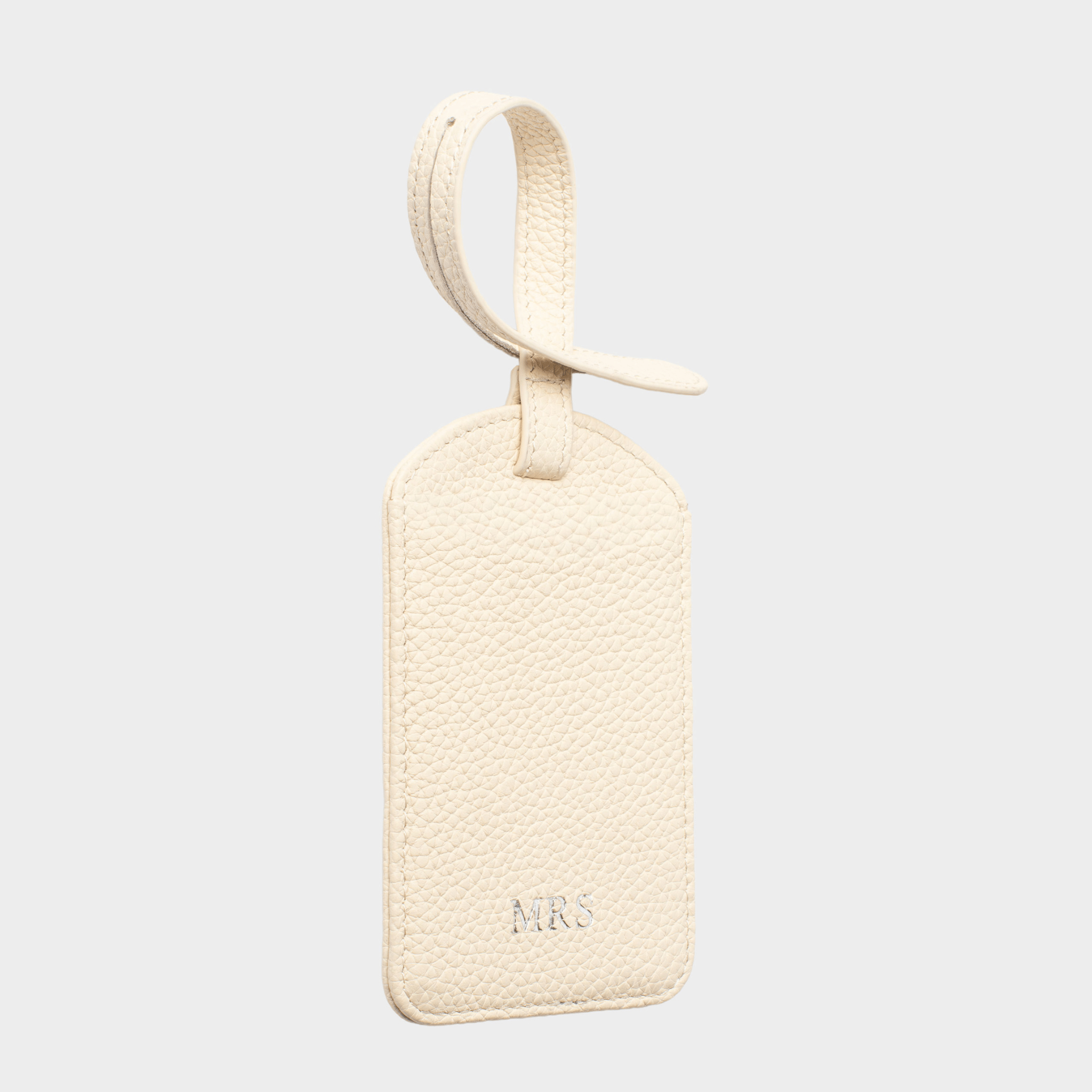 White Pebble Leather Personalized Luggage Tag