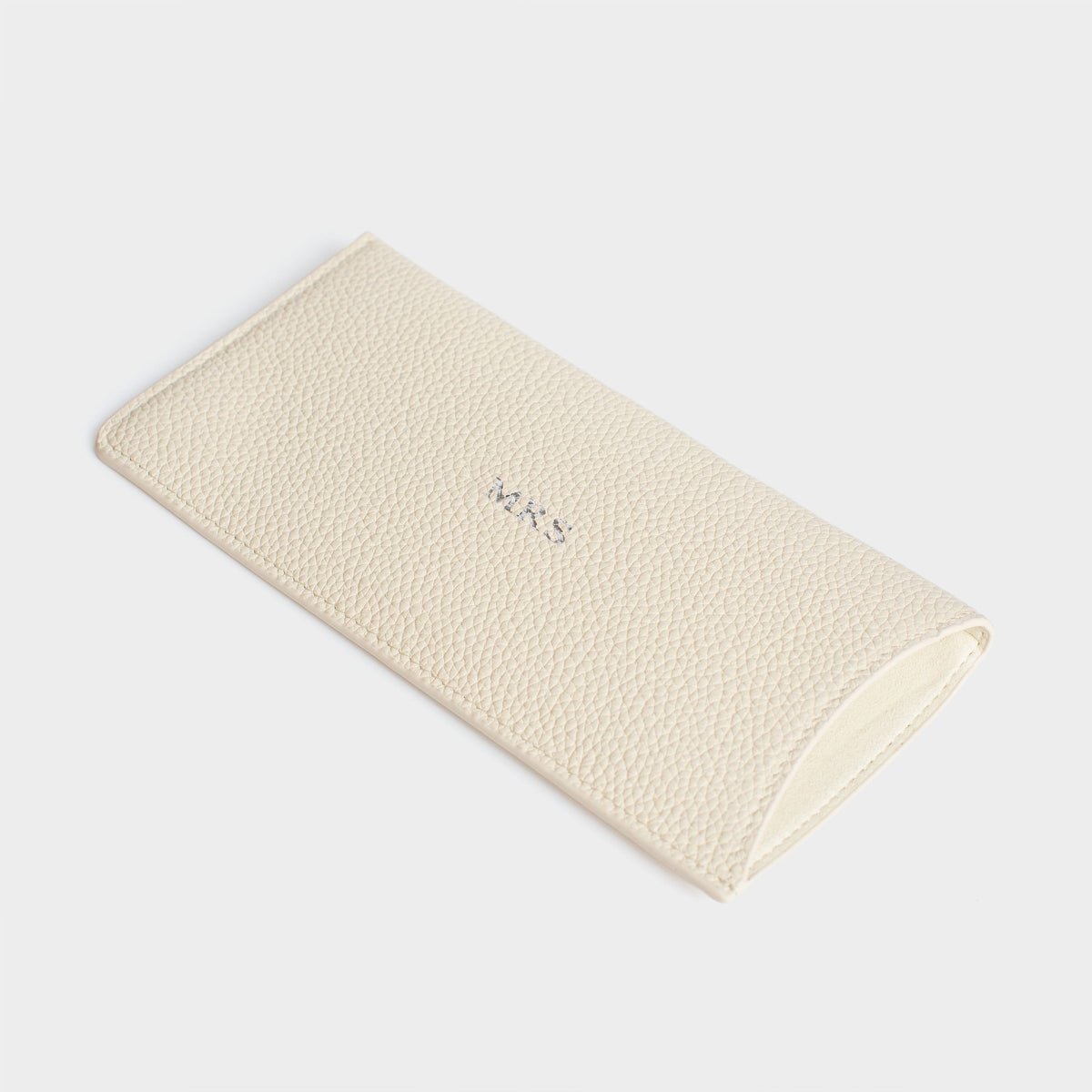 White Pebble Leather Personalized Glasses Case