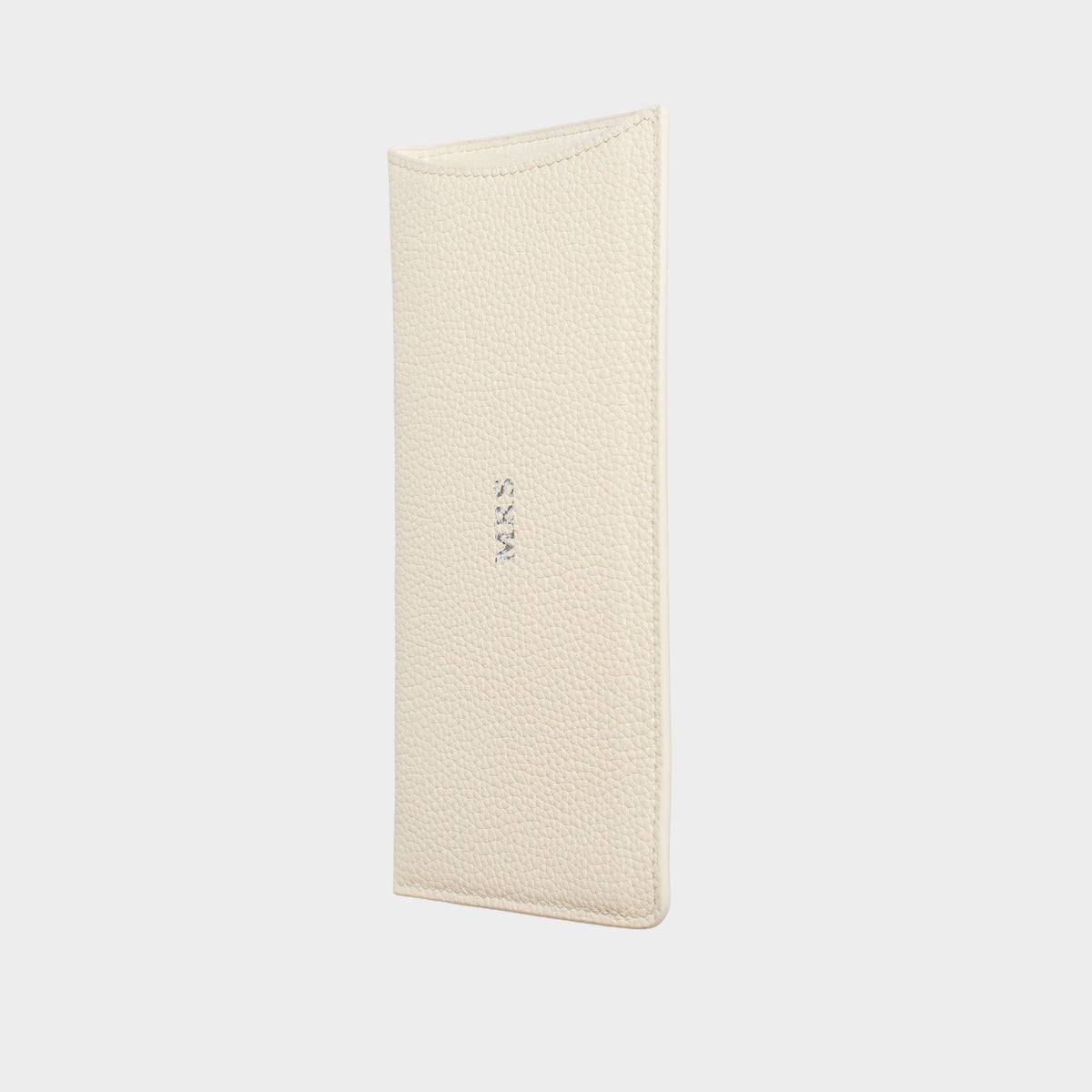 White Pebble Leather Personalized Glasses Case