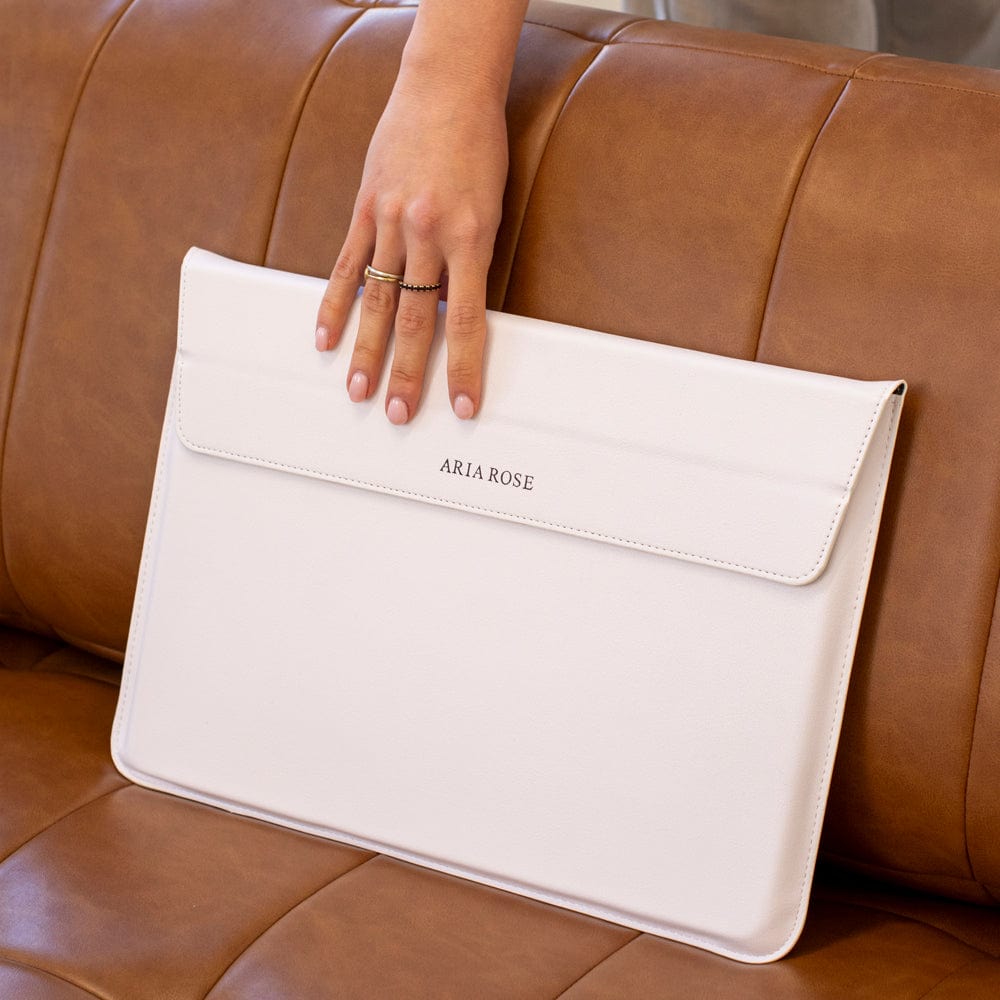 White Personalized Laptop Sleeve with Stand