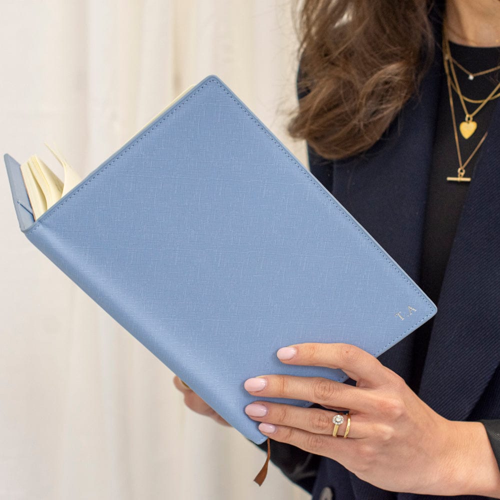 Light Blue Saffiano Texture Personalized Notebook