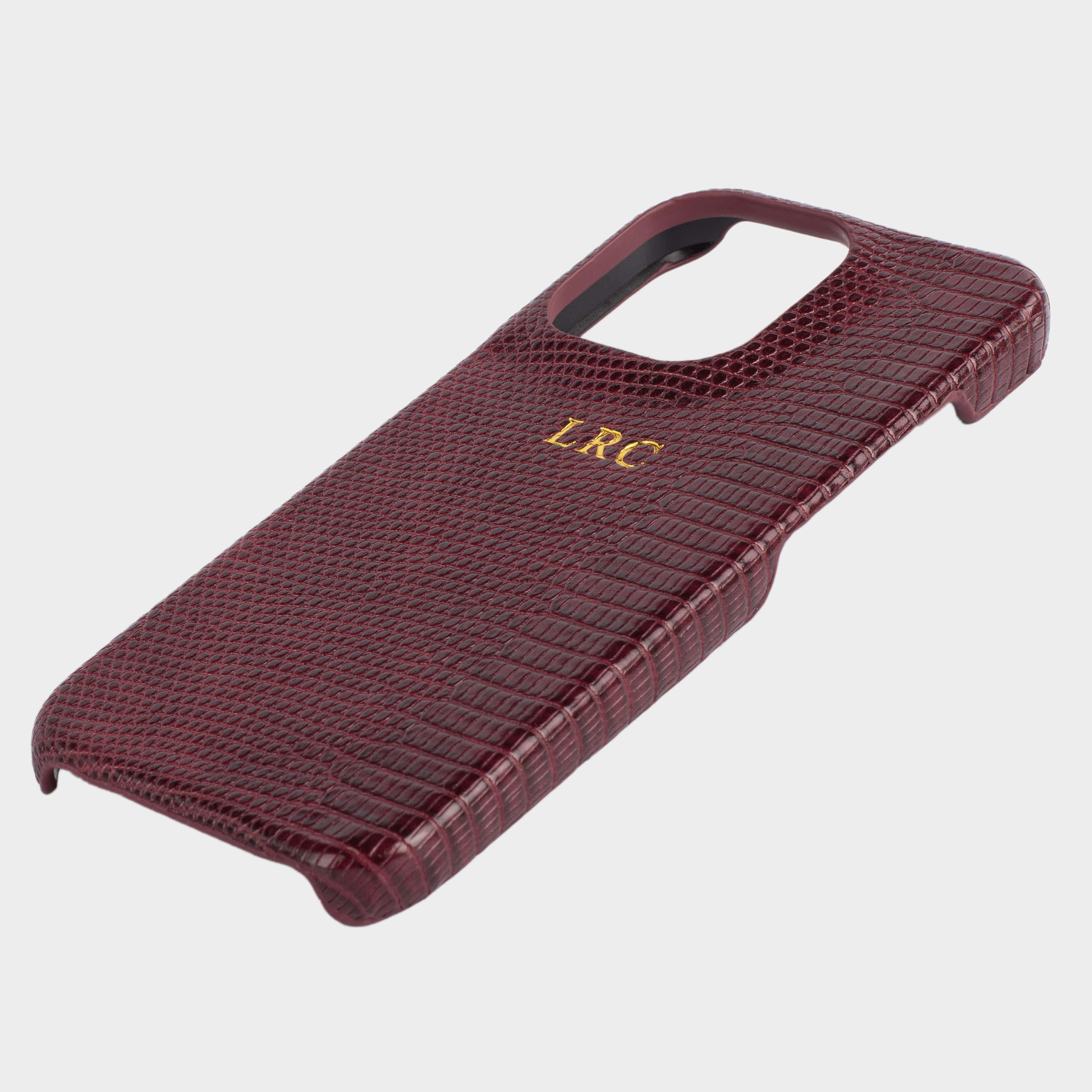 Burgundy Lizard Texture Personalized Snap Case