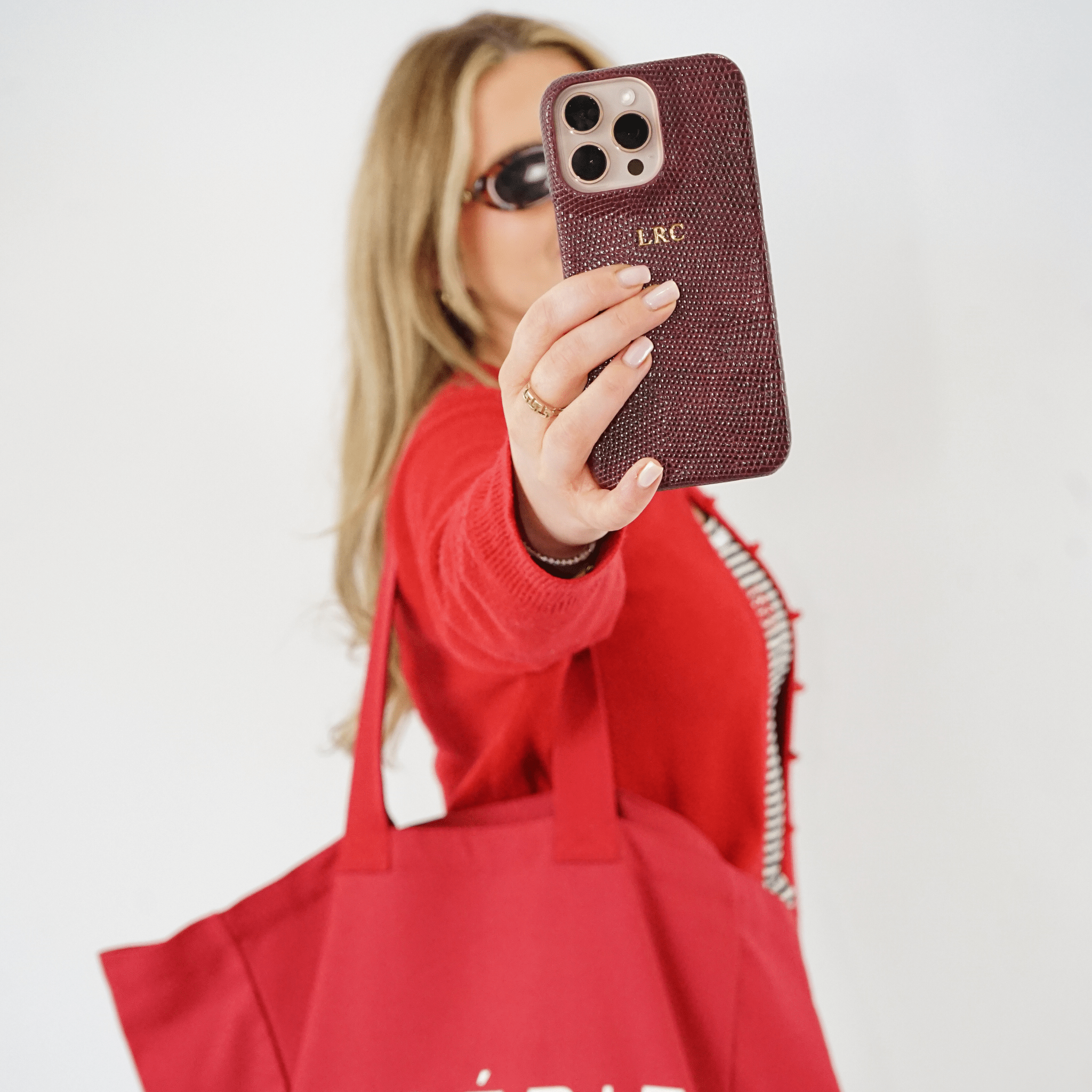 Burgundy Lizard Texture Personalized Snap Case