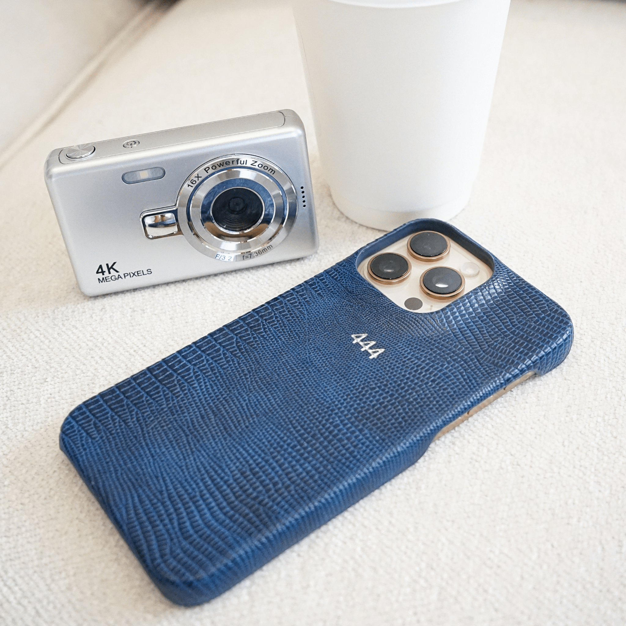 Navy Lizard Texture Personalized Snap Case