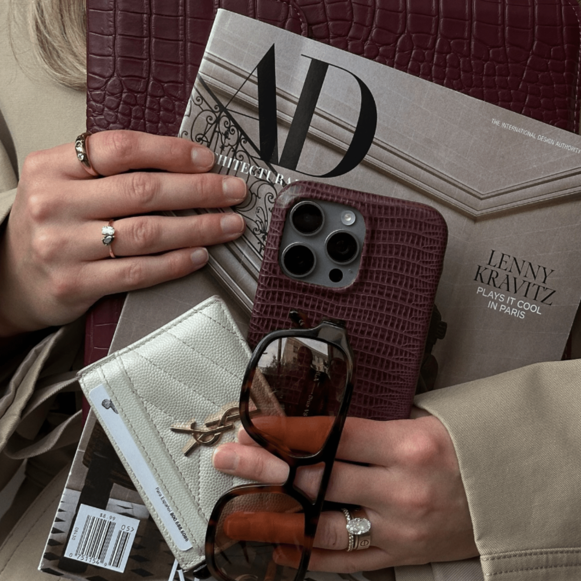 Burgundy MagSafe Lizard Leather Personalized Case