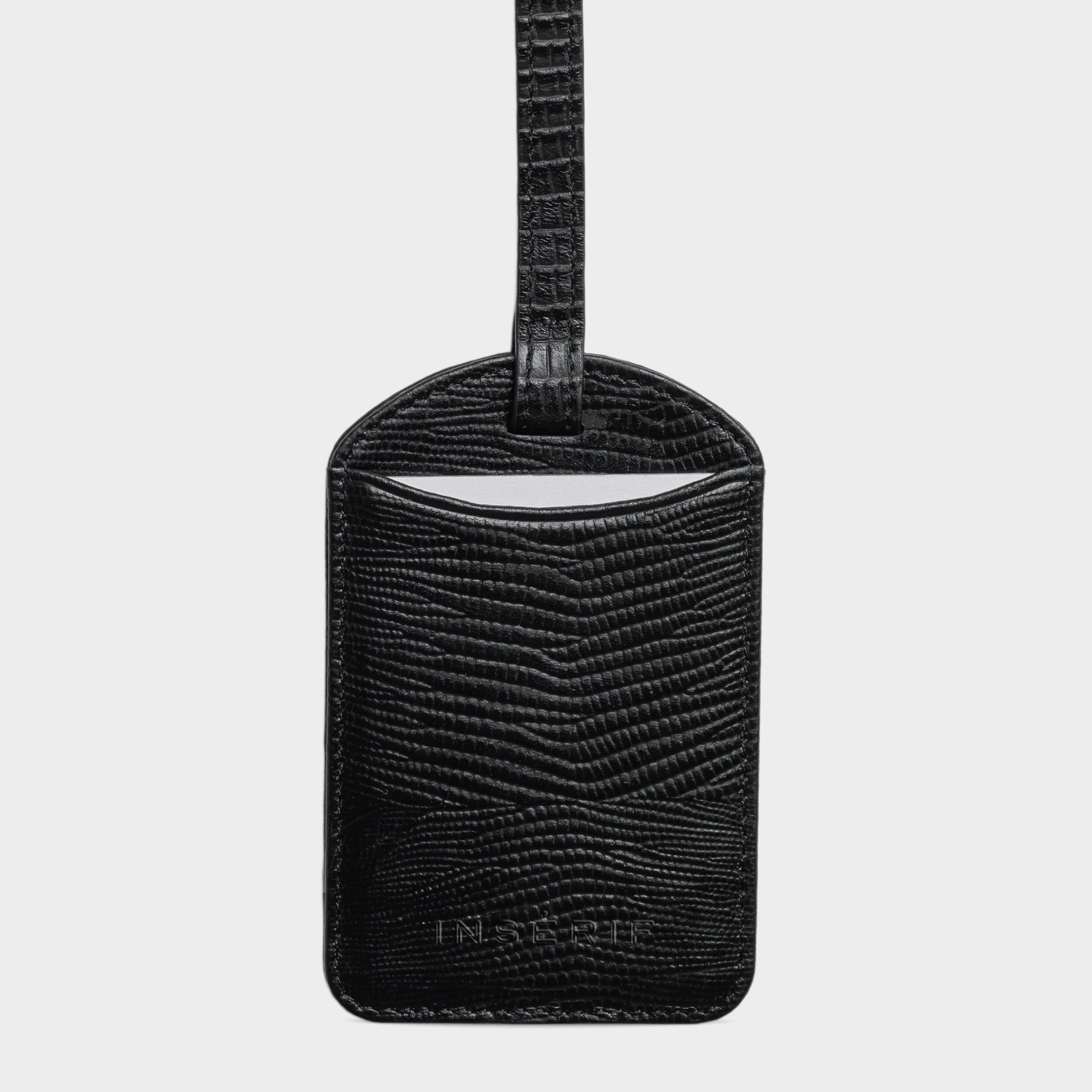 Black Lizard Leather Personalized Luggage Tag