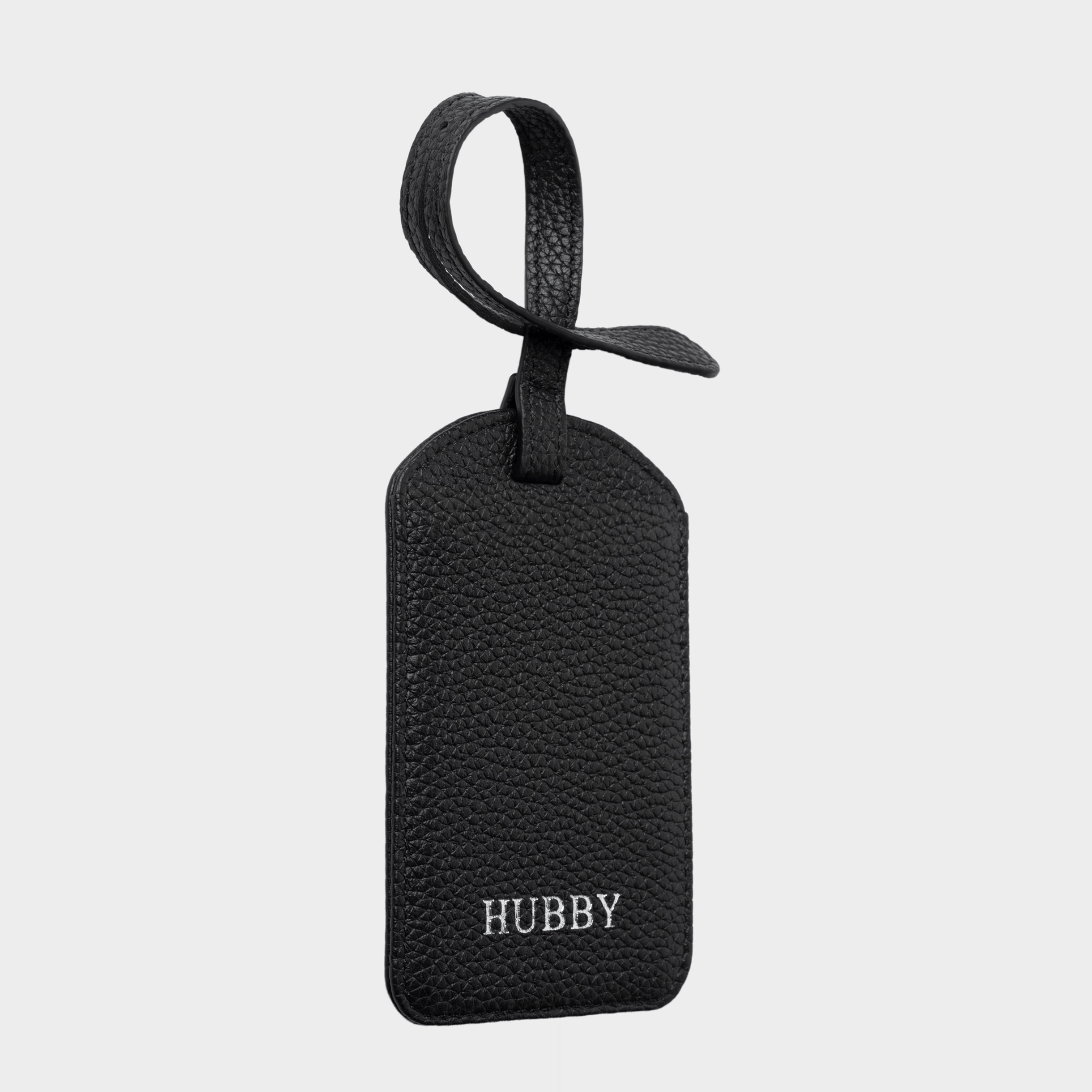 Black Pebble Leather Personalized Luggage Tag