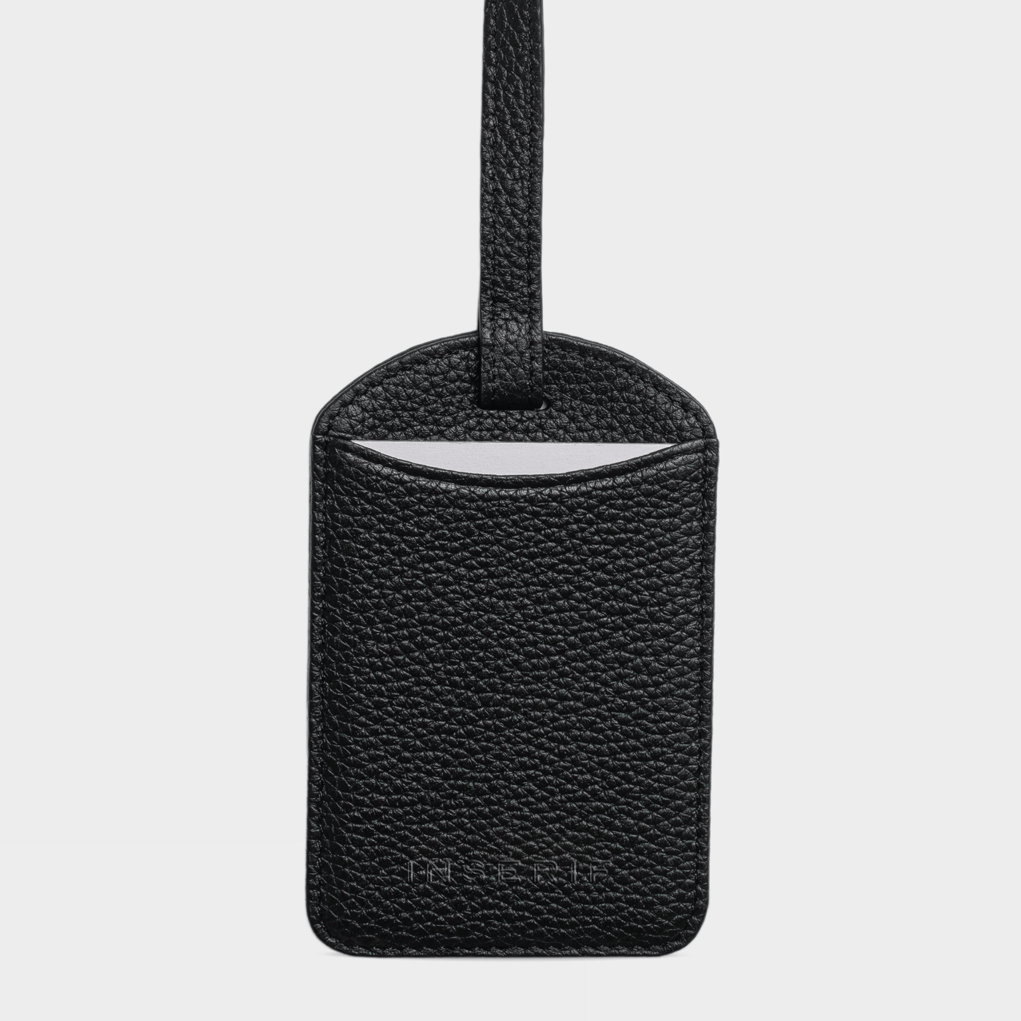 Black Pebble Leather Personalized Luggage Tag