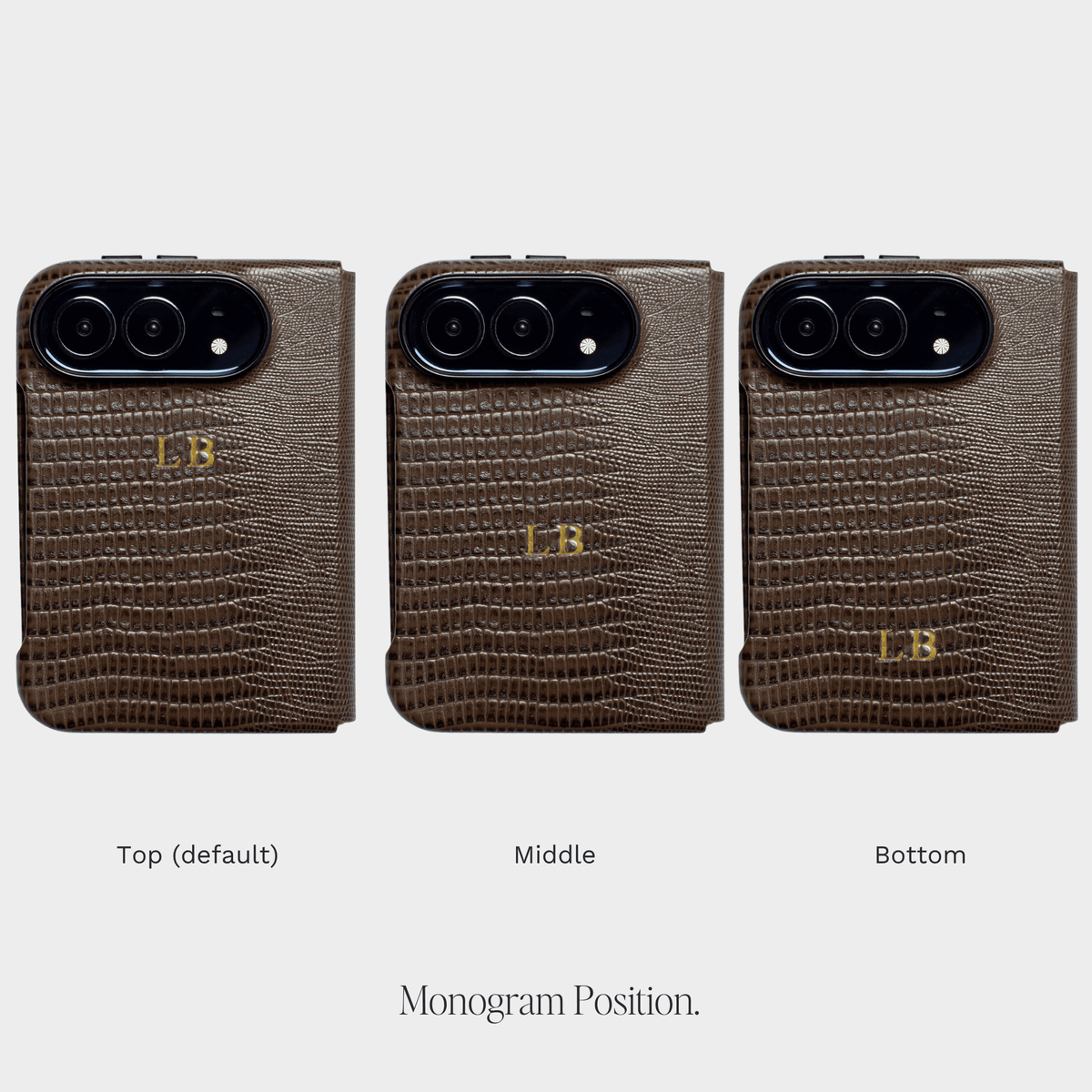 Dark Brown MagSafe Lizard Leather Personalized Case iPhone Duo