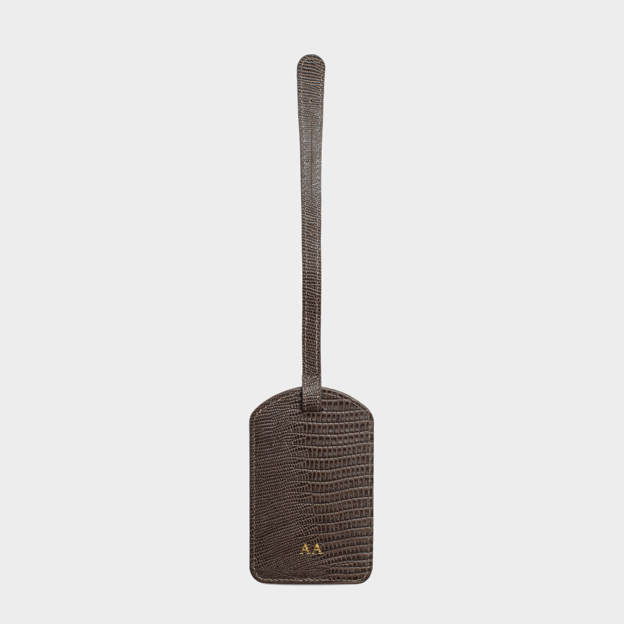Dark Brown Lizard Leather Personalized Luggage Tag