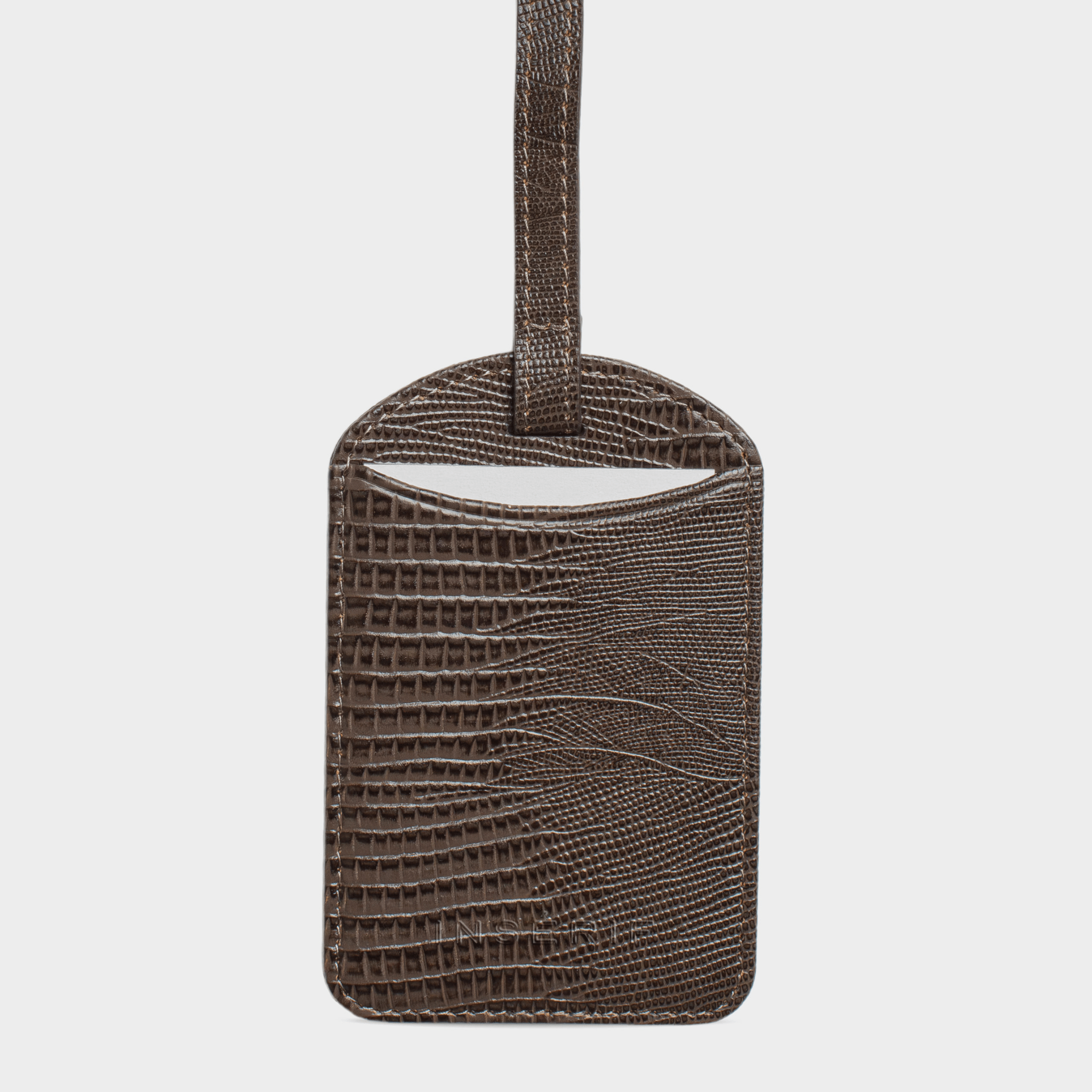 Dark Brown Lizard Leather Personalized Luggage Tag