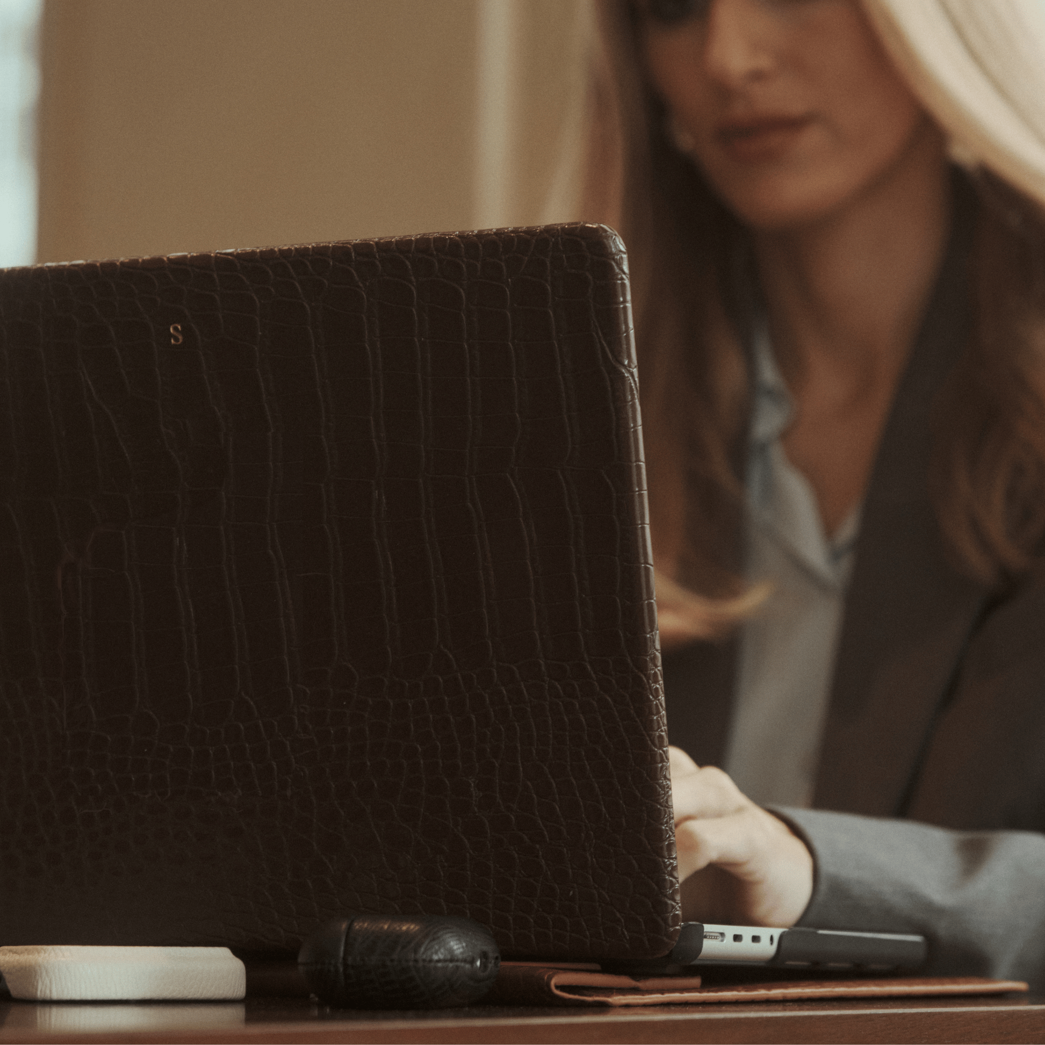 Dark Brown Lizard MacBook Personalized Case