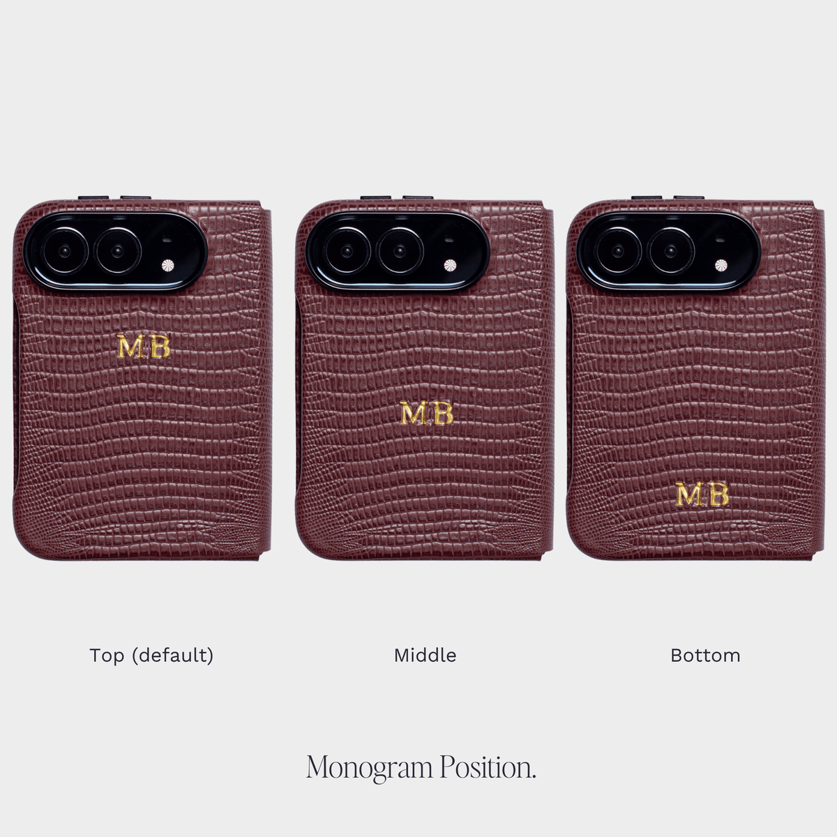 Burgundy MagSafe Lizard Leather Personalized Case iPhone Duo