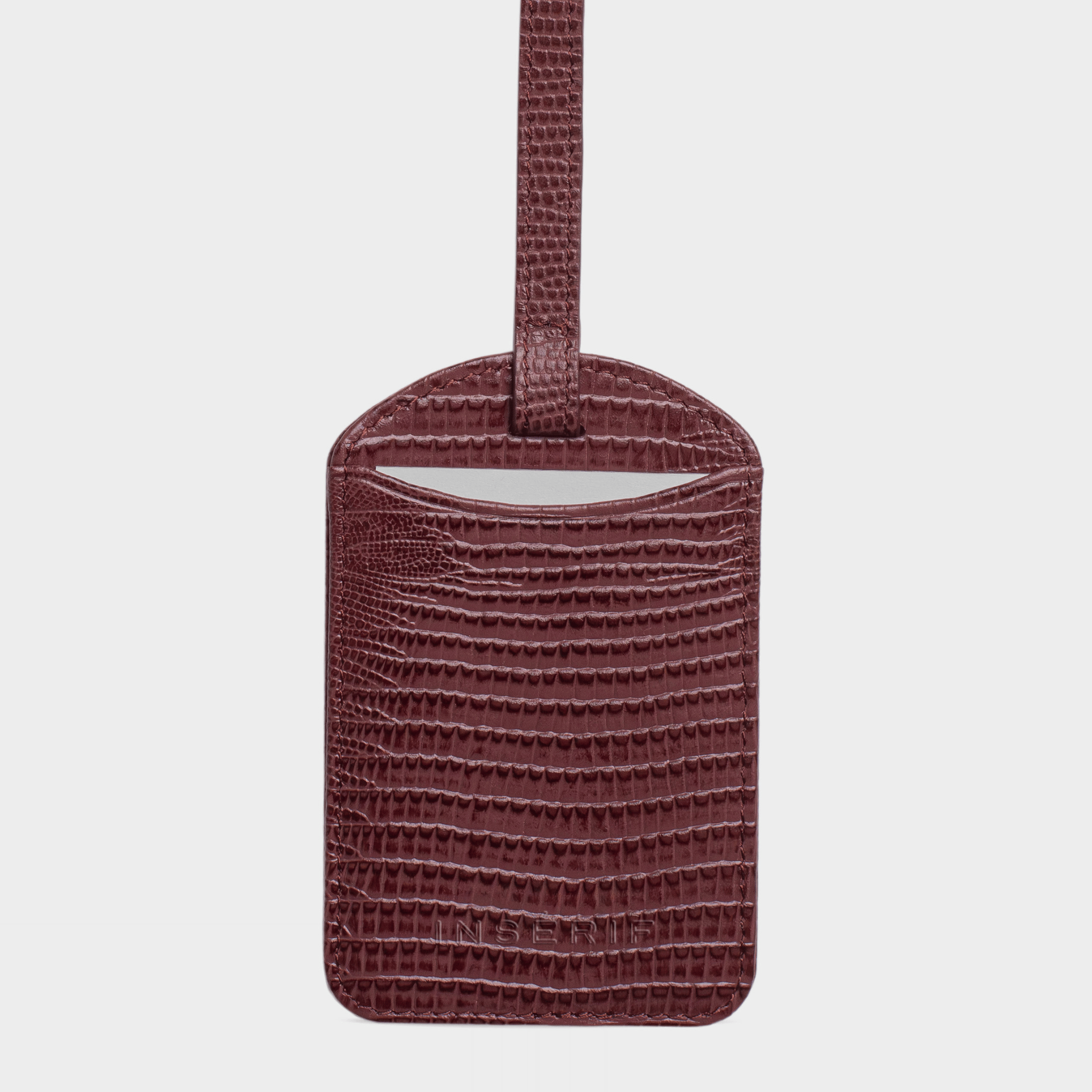 Burgundy Lizard Leather Personalized Luggage Tag