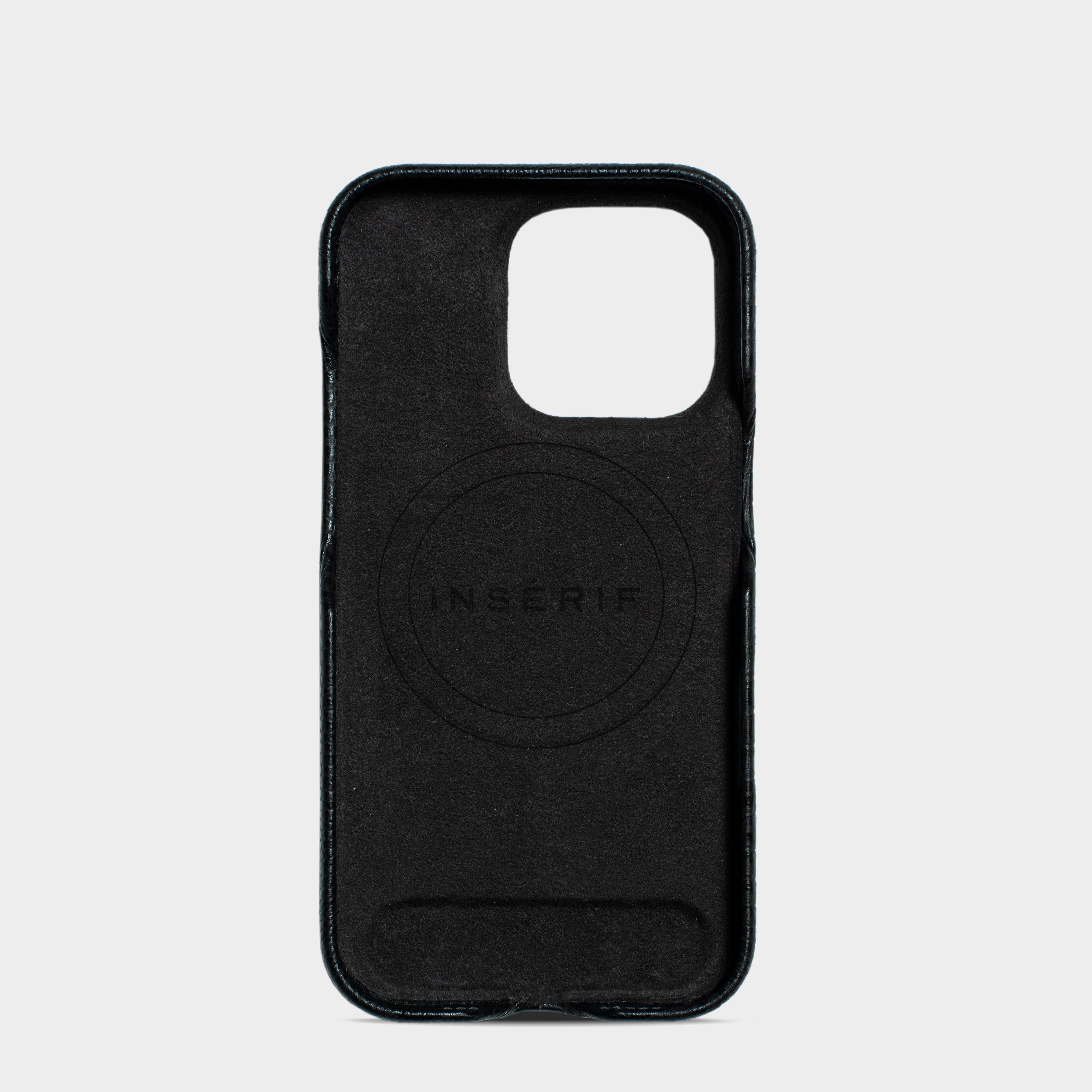 Black MagSafe Lizard Leather Personalized Case
