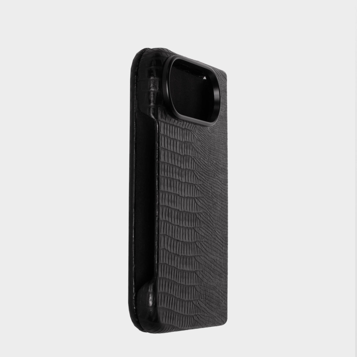 Black MagSafe Lizard Leather Personalized Case iPhone Duo