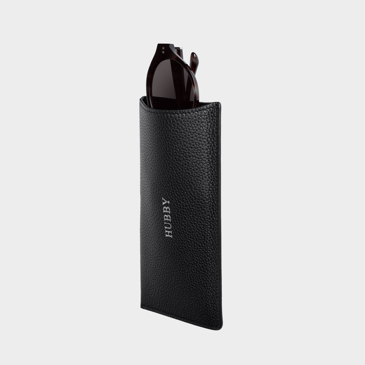 Black Pebble Leather Personalized Glasses Case