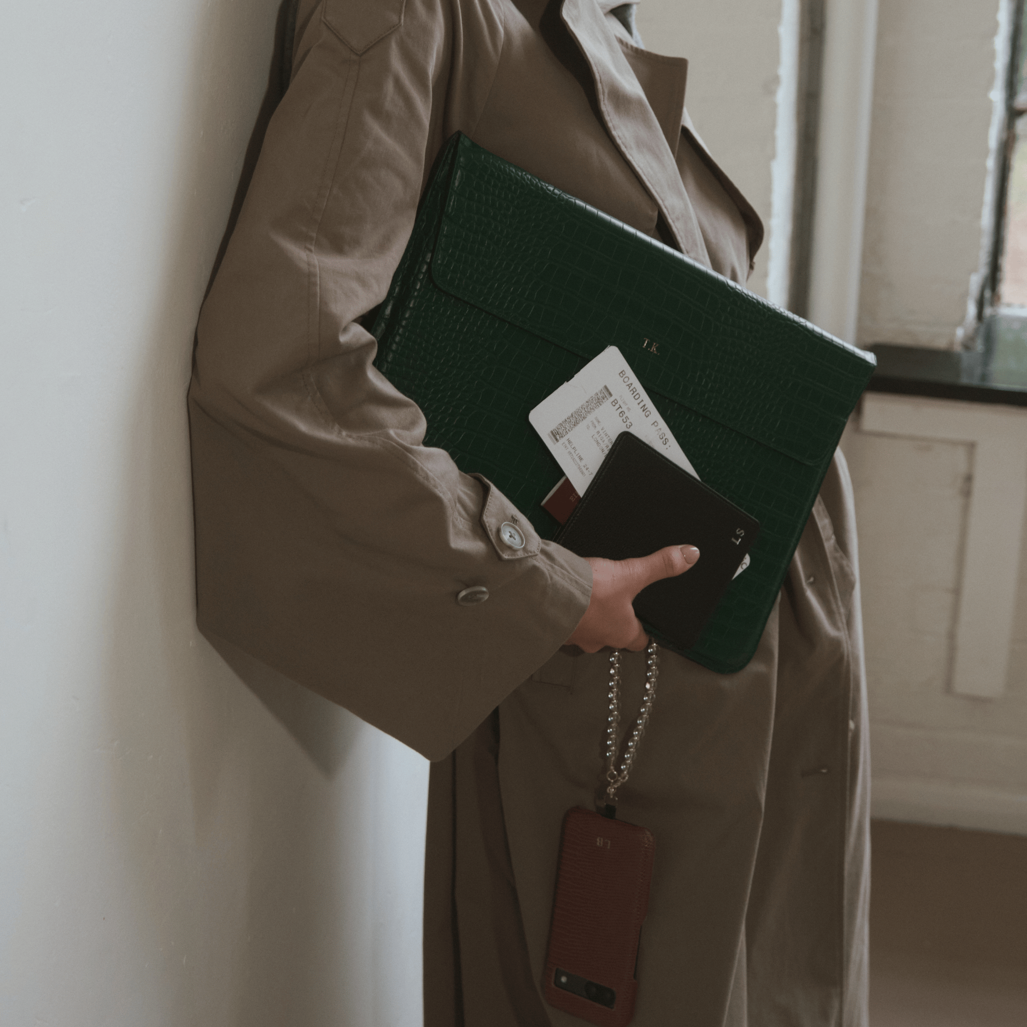 Black Pebble Leather Personalized Passport Holder