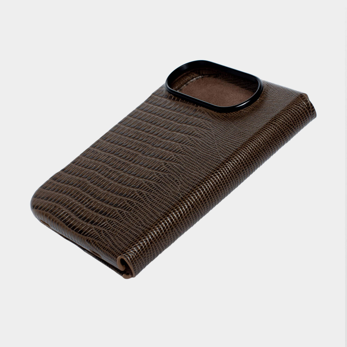 Dark Brown MagSafe Lizard Leather Personalized Case iPhone Duo