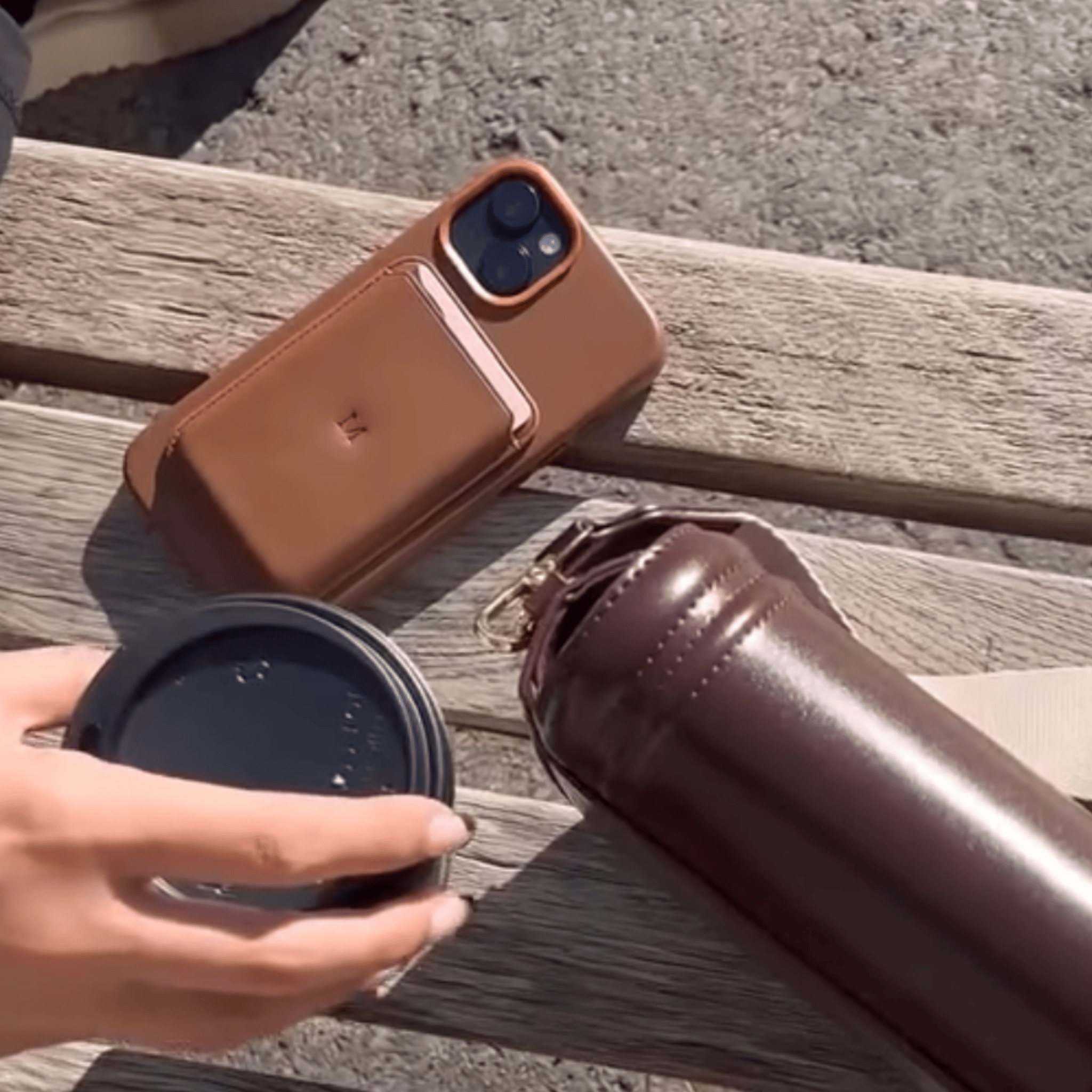 Brown MagSafe Grain Texture Personalized Card Holder