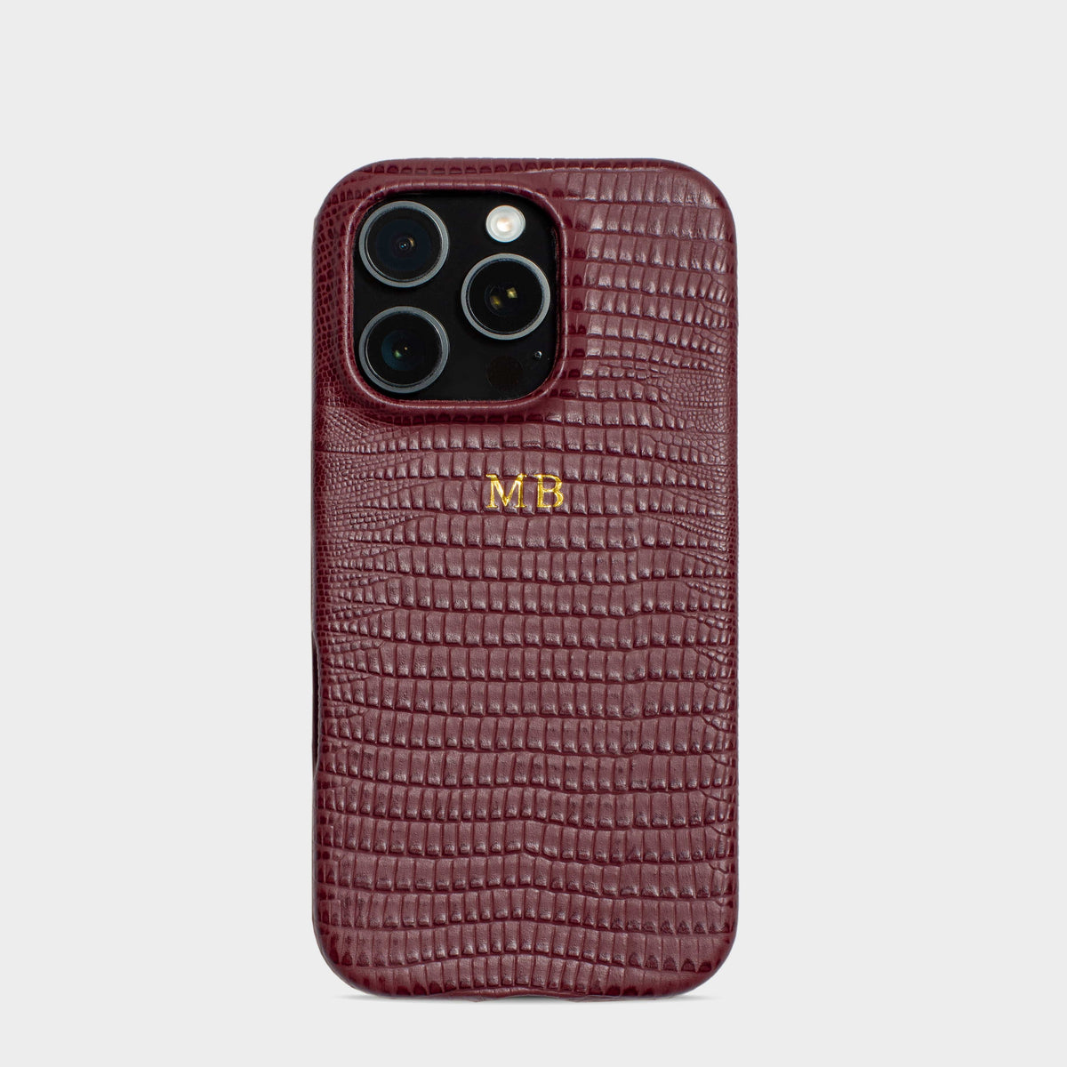 Burgundy MagSafe Lizard Leather Personalized Case Burgundy MagSafe Lizard Leather Personalized Case